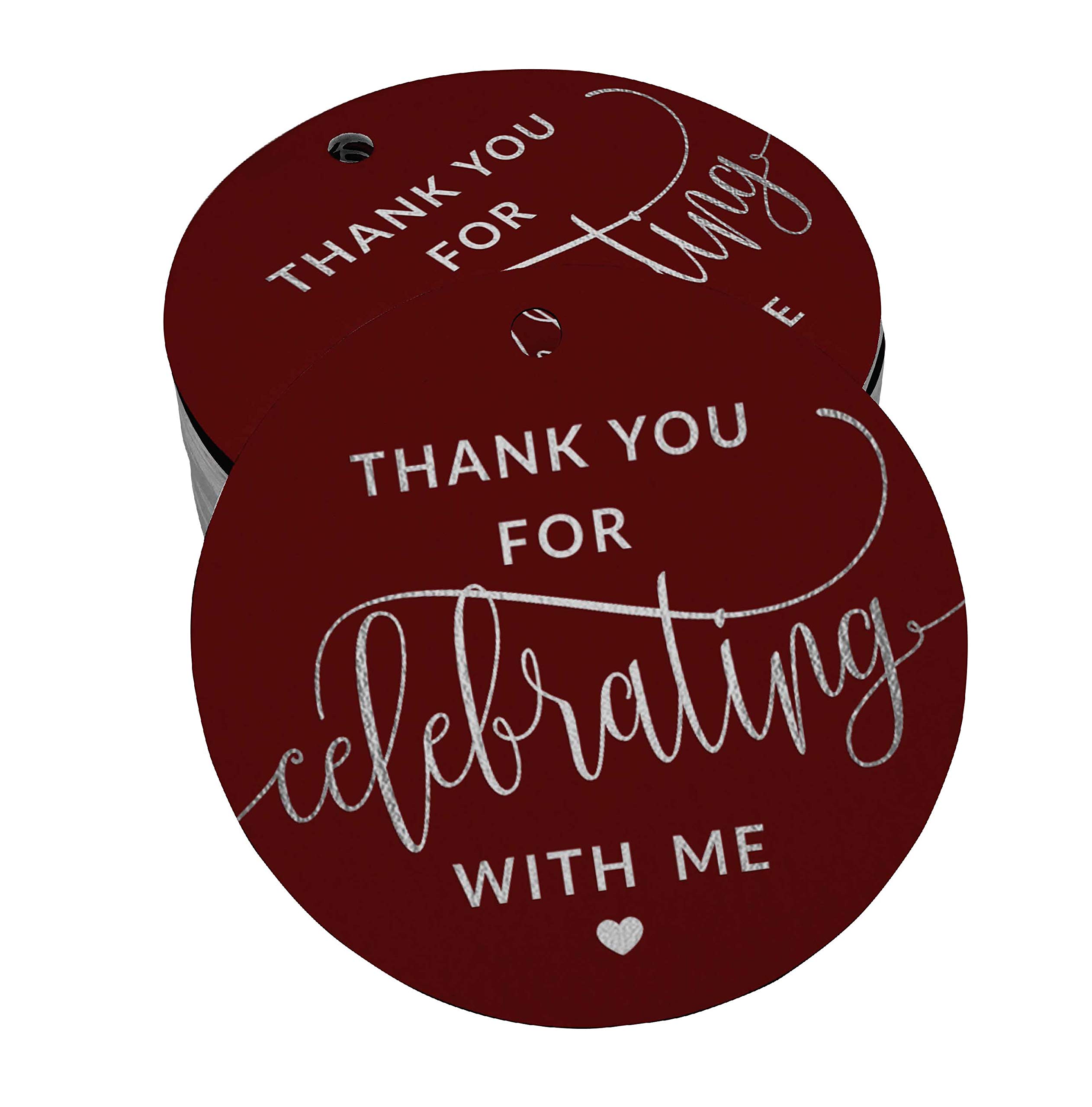 100pcs Real Silver Foil Thank You Birthday Favor Tags - Elegant Celebration Party Decorations for Wedding, Baby Shower & Anniversary Events