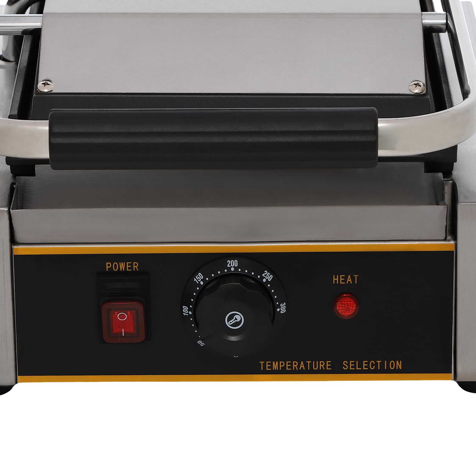 Commercial Sandwich Panini Press Grill - 1800W Electric Stainless Steel Panini Maker with Adjustable Temperature (122°F-572°F), Dual Cooking Plates (Grooved & Flat) for Hamburgers, Steaks, Bacon - Perfect for Restaurants, Cafes & Home Kitchens