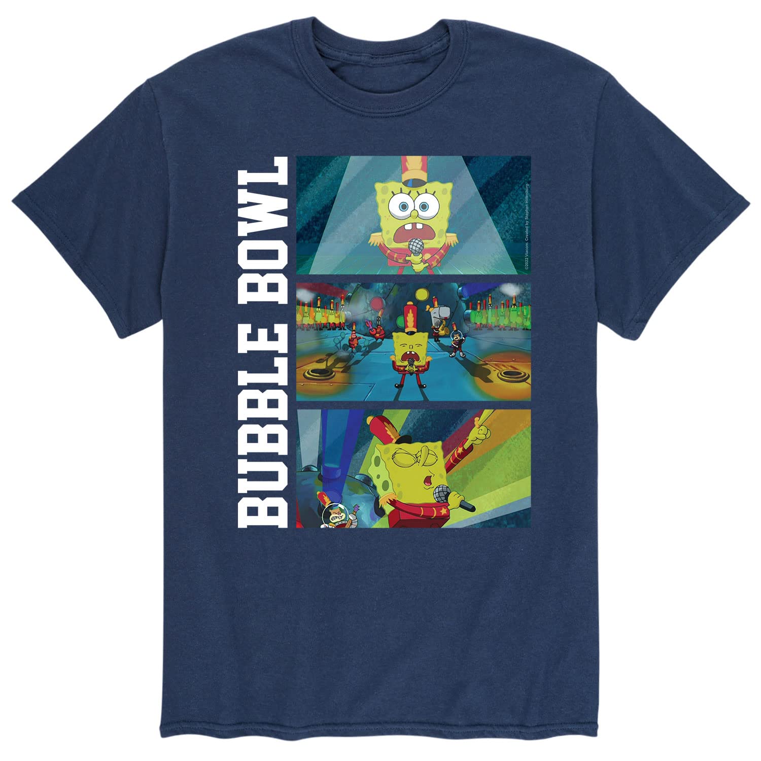HYBRID APPAREL Spongebob Squarepants Bubble Bowl Super Band Men's Short Sleeve Graphic T-Shirt - Cartoon Character Tee for Casual Wear, Gift & Fan Merchandise - Perfect for Everyday Outfits, Parties and Spongebob Lovers
