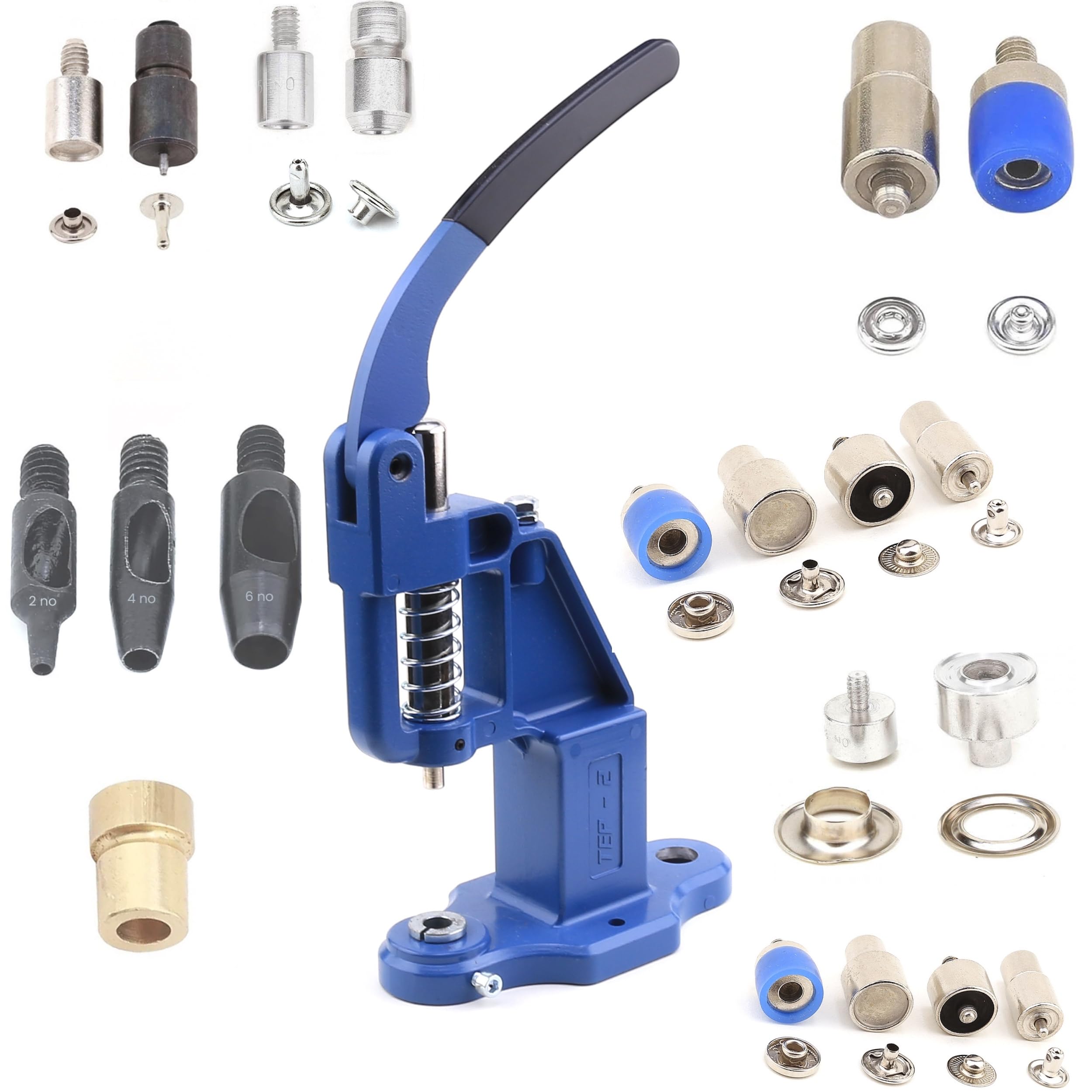 Professional Leather Hand Press Machine Kit for Setting Rivets, Eyelets & Snap Buttons - DIY Leather Craft, Belt Making & Shoe Repair Tool