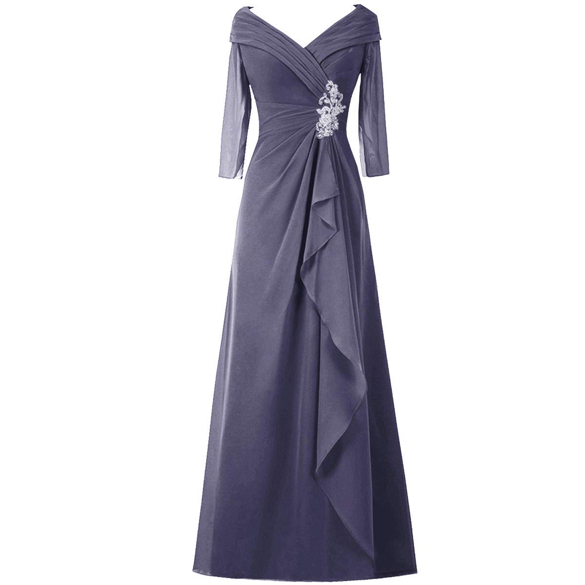 Elegant Chiffon Mother of The Bride Dresses | Lace Wedding Guest Evening Gowns for Women | Half Sleeve Formal Attire | Perfect for Weddings, Receptions & Special Occasions