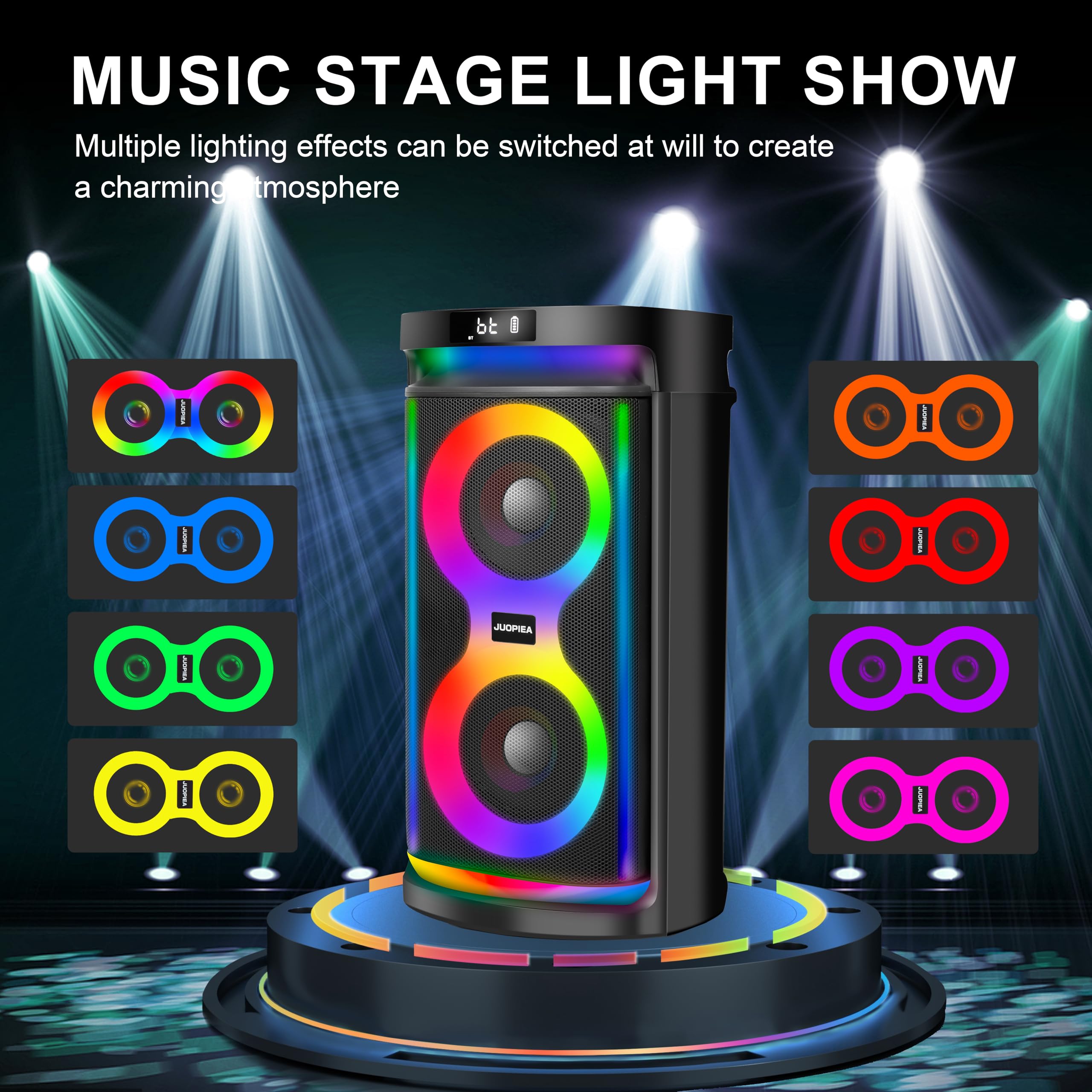 Portable Bluetooth Karaoke Machine for Adults - Dual 6.5-Inch Subwoofers, 2 Wireless Mics, Bass/Treble Control, LED Lights | TWS/USB/TF/REC/FM/AUX Support | Perfect for Home Parties, Outdoor Gatherings & Professional Singing Practice