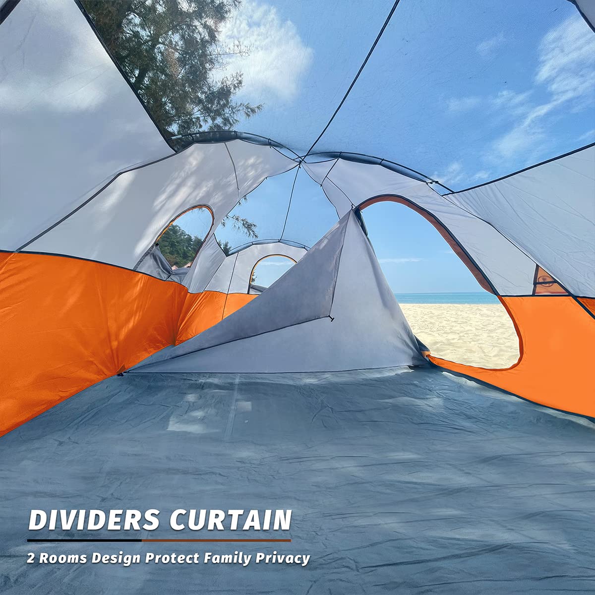 UNP 10-Person Family Camping Tent - Large Easy Setup 2-Room Shelter with 5 Mesh Windows | Waterproof & Weather Resistant (18'x9'x78