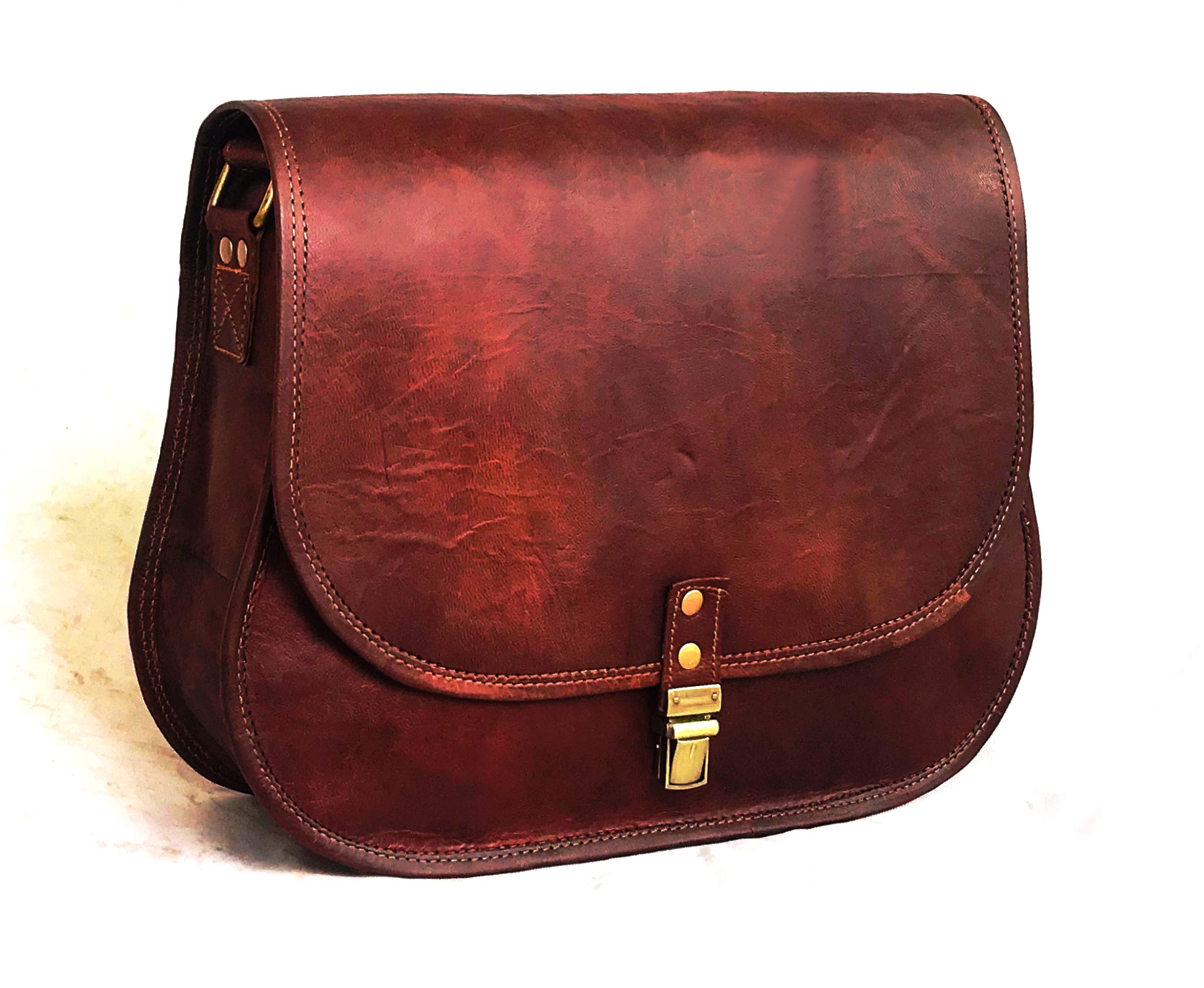 14 Inch Genuine Leather Crossbody Bag for Women - Stylish Shoulder Purse & Travel Tote in Brown | Perfect for Work, Shopping & Daily Use