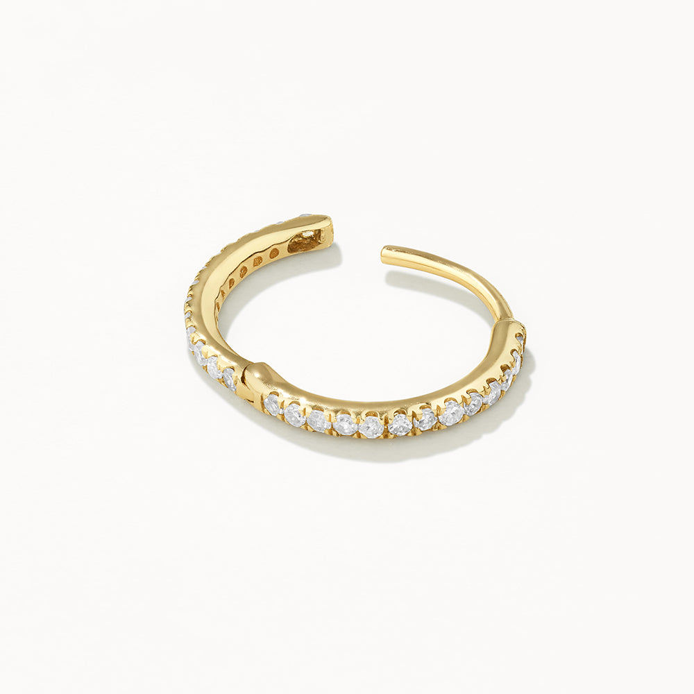 10k Gold Diamond Helix Huggie Single Earring - Minimalist Cartilage Hoop for Women | Perfect for Everyday Wear & Special Occasions