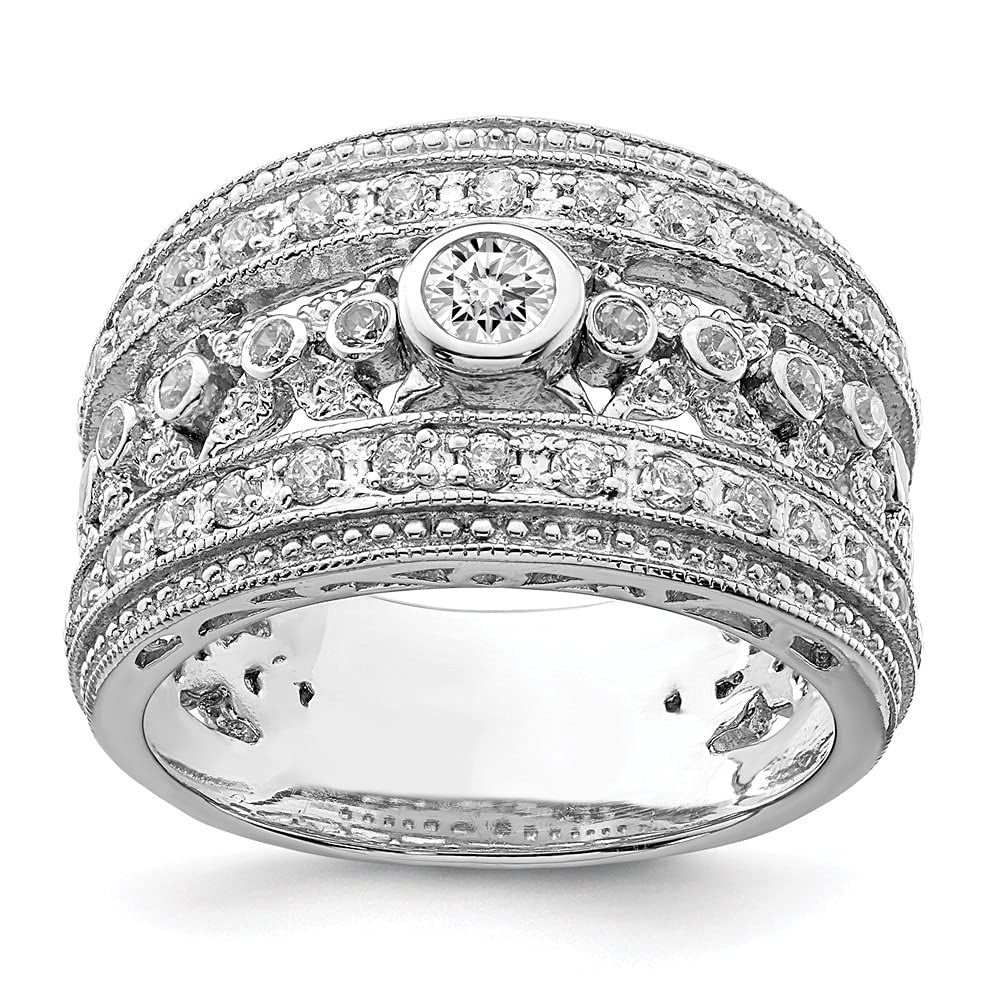 Sterling Silver Rhodium Plated Cubic Zirconia Wedding Ring for Women - Elegant CZ Engagement Band, Size 4-10, Perfect for Proposals, Anniversaries & Bridal Jewelry Sets