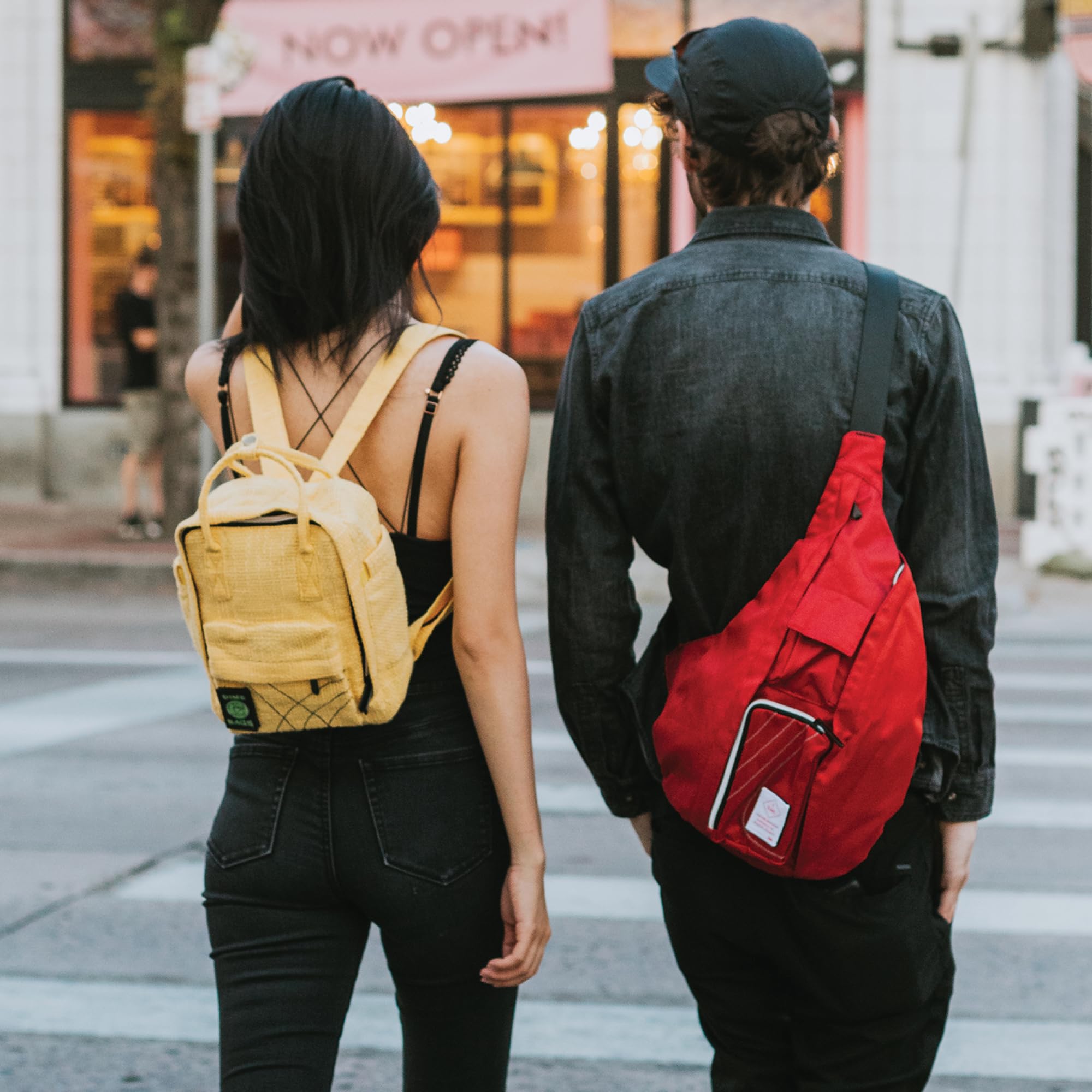 DIME BAGS Hemp Mini Backpack - Small Travel Backpack for Women & Men - Lightweight Red Hemp Material Crossbody Bag - Perfect for Hiking, Festivals & Daily Use
