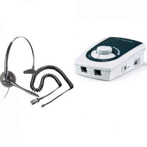 Serene Innovations UA-50 Business Phone Amplifier with H141N Headset - Hands-Free Office Communication Device for Call Centers & Customer Service Professionals