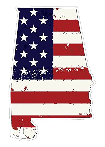 Alabama State Flag Vinyl Decal - Premium Distressed American State Pride Sticker for Cars, Trucks, Windows, Laptops - USA Flag Black & White Design - Waterproof 5 Inch - Perfect for Tailgating, College Dorms & Patriotic Home Decor