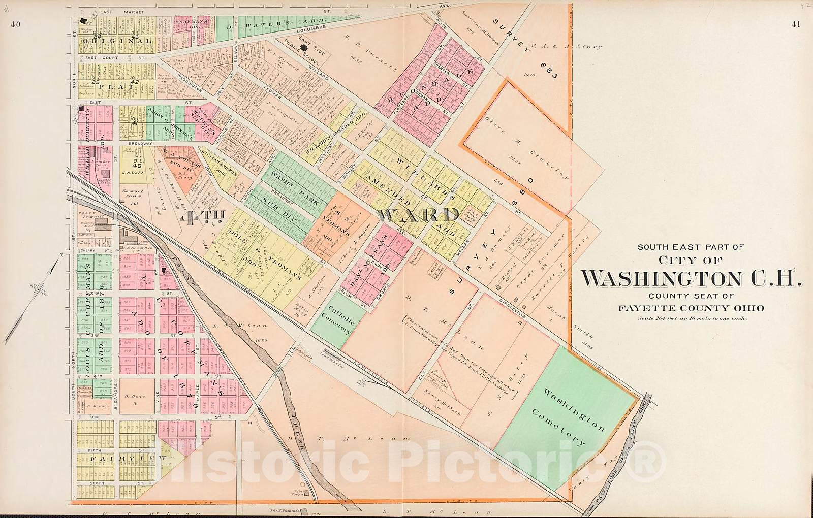 Vintage 1913 Fayette County Ohio Wall Map - Plat Book of Washington City C.H. - 69x44 Inch Antique Reproduction for Home Decor & History Enthusiasts | Perfect for Genealogy Research, Classroom Display & Vintage Map Collectors