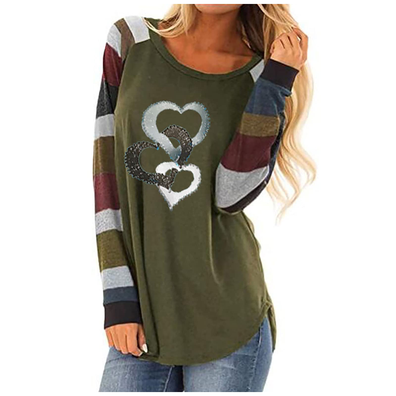 Swrowesi Women's Casual Slim Fit Long Sleeve Printed Color Block Blouse - Spring & Autumn Tops for Work, Dating & Everyday Wear