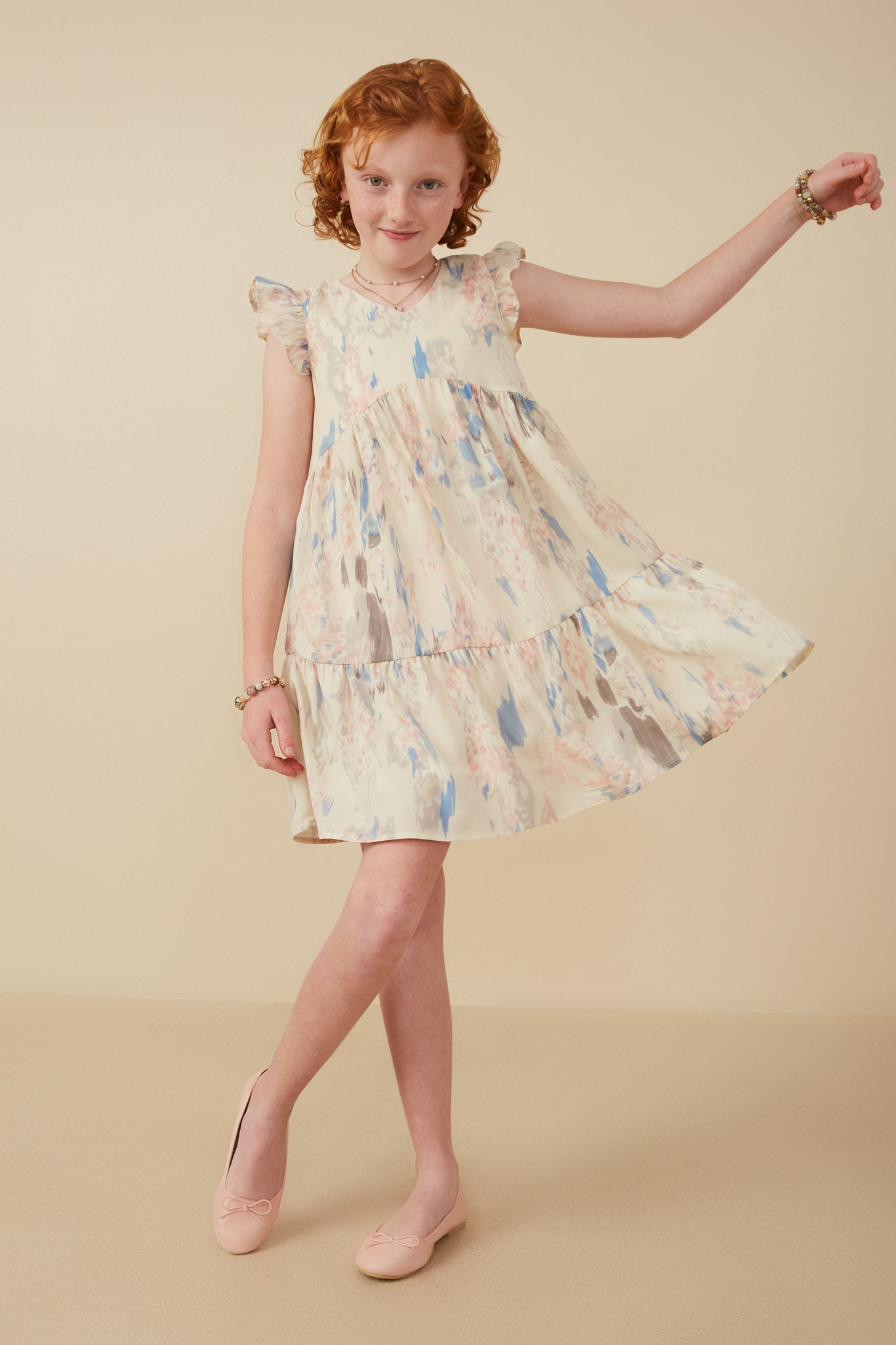 Elegant Watercolor Print V-Neck Tiered Ruffled Dress for Women - Perfect for Summer Parties, Weddings & Casual Outings