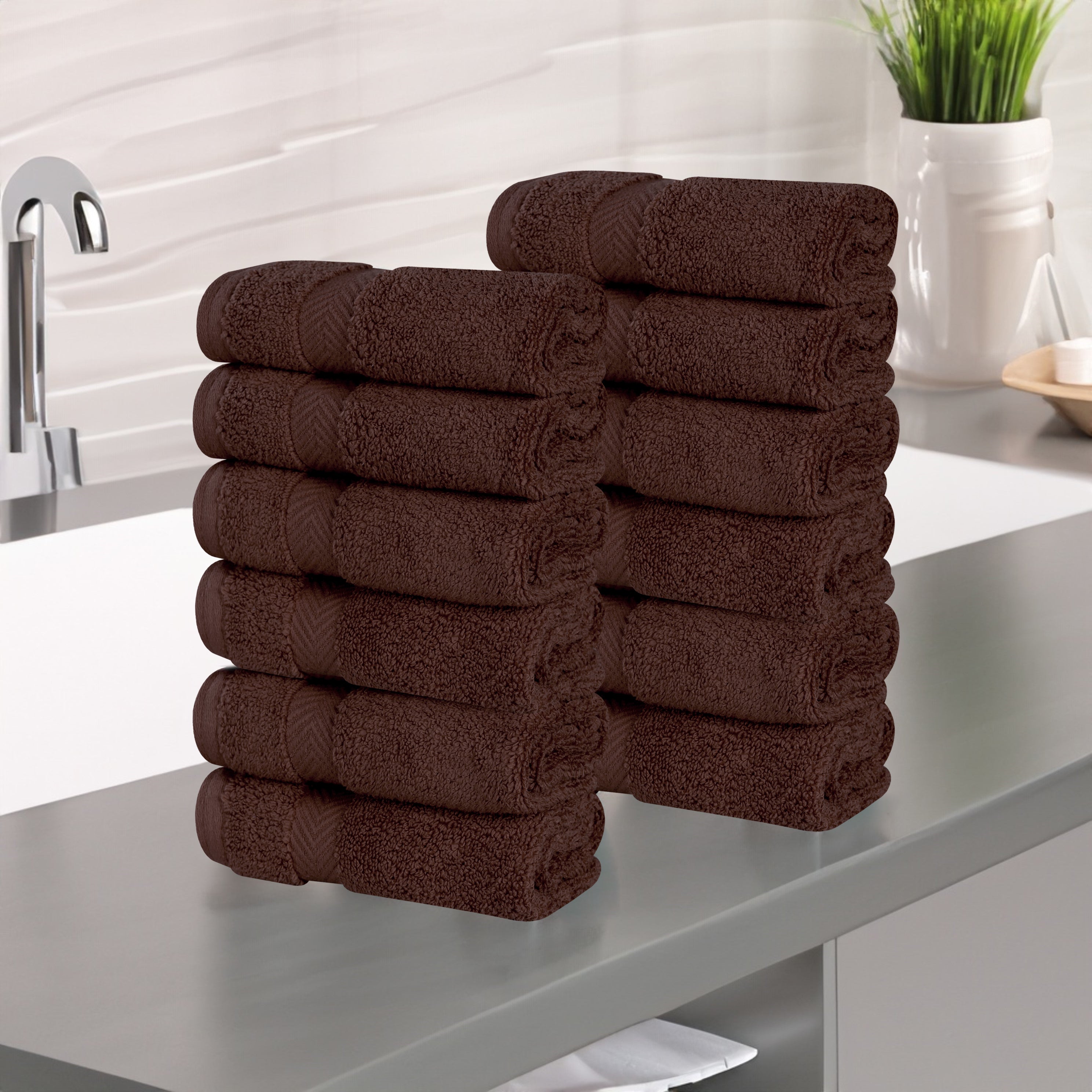 12-Pack Zero Twist Cotton Ultra Soft Face Towels & Washcloths | Gentle for Sensitive Skin | Perfect for Spa, Baby Care & Travel