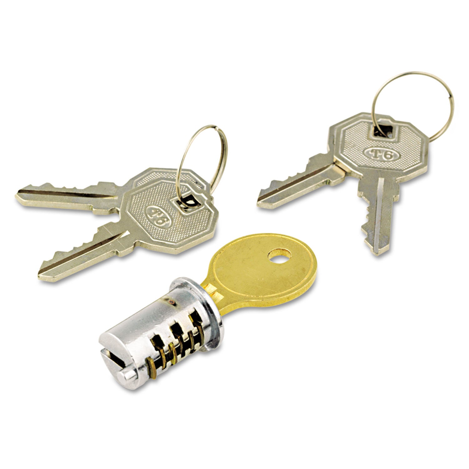 Alera® Lock Core Set for Alera Metal File Pedestals - Chrome Finish | Secure File Cabinet Replacement Keys | Perfect for Office Storage & Document Organization