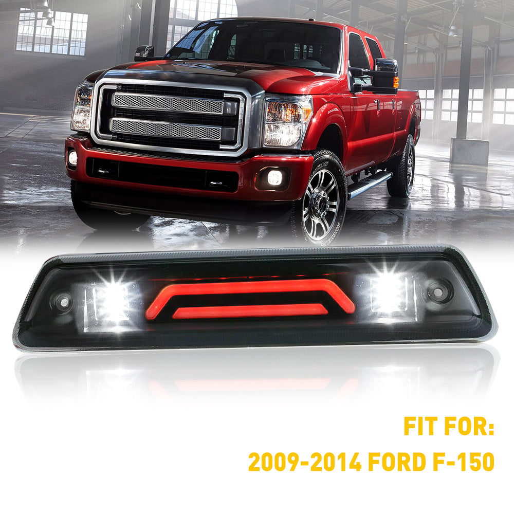 2009-2014 Ford F150 Full LED Third Brake Light with Smoked Shell - High Visibility Replacement for Pickup Trucks, Perfect for Night Driving & Off-Road Adventures