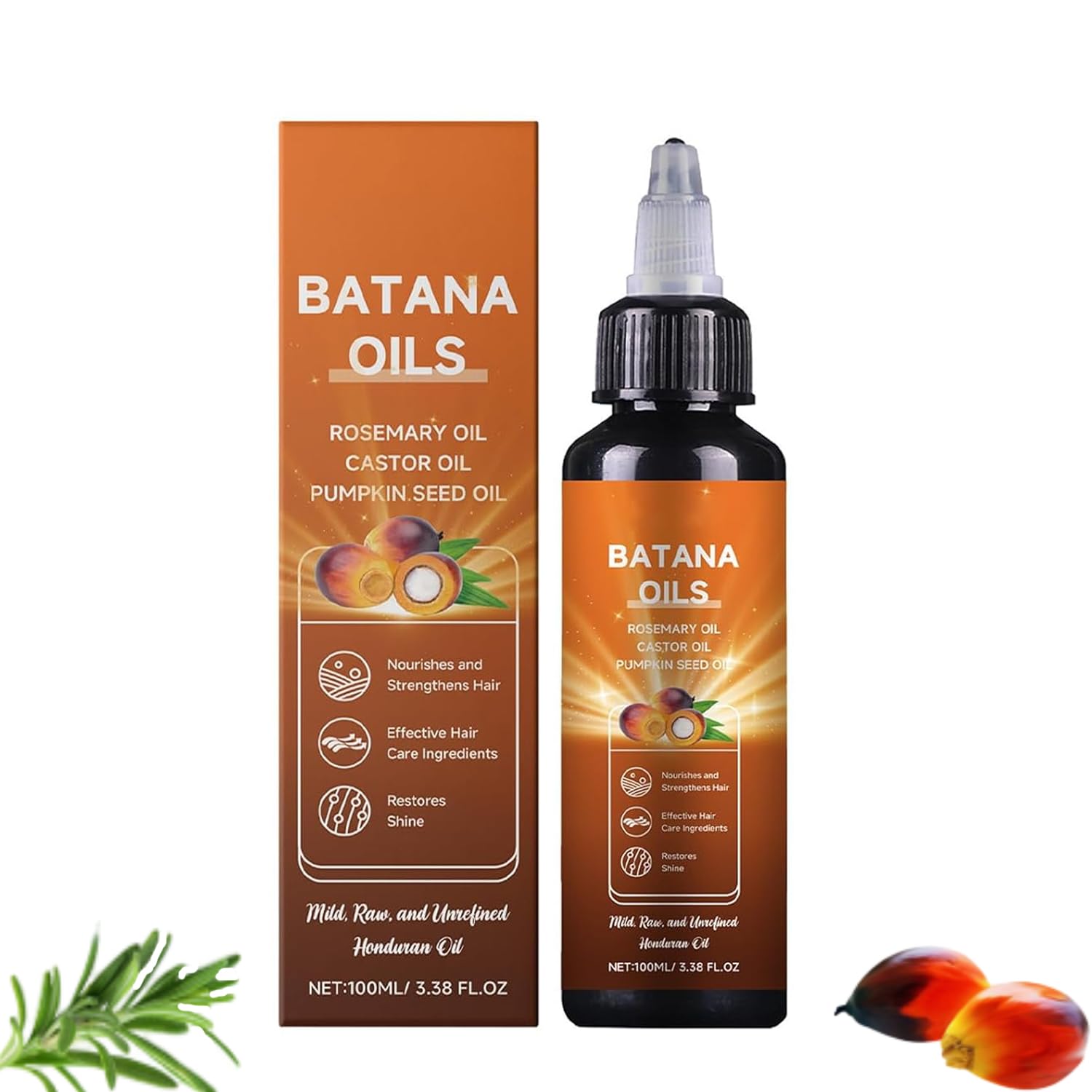 **100% Pure Natural Batana Oil for Hair Growth – 4-in-1 Scalp & Hair Treatment with Pumpkin Seed & Rosemary Oil – Promotes Thicker, Healthier Hair – Perfect for Dry Scalp, Split Ends & Daily Nourishment**