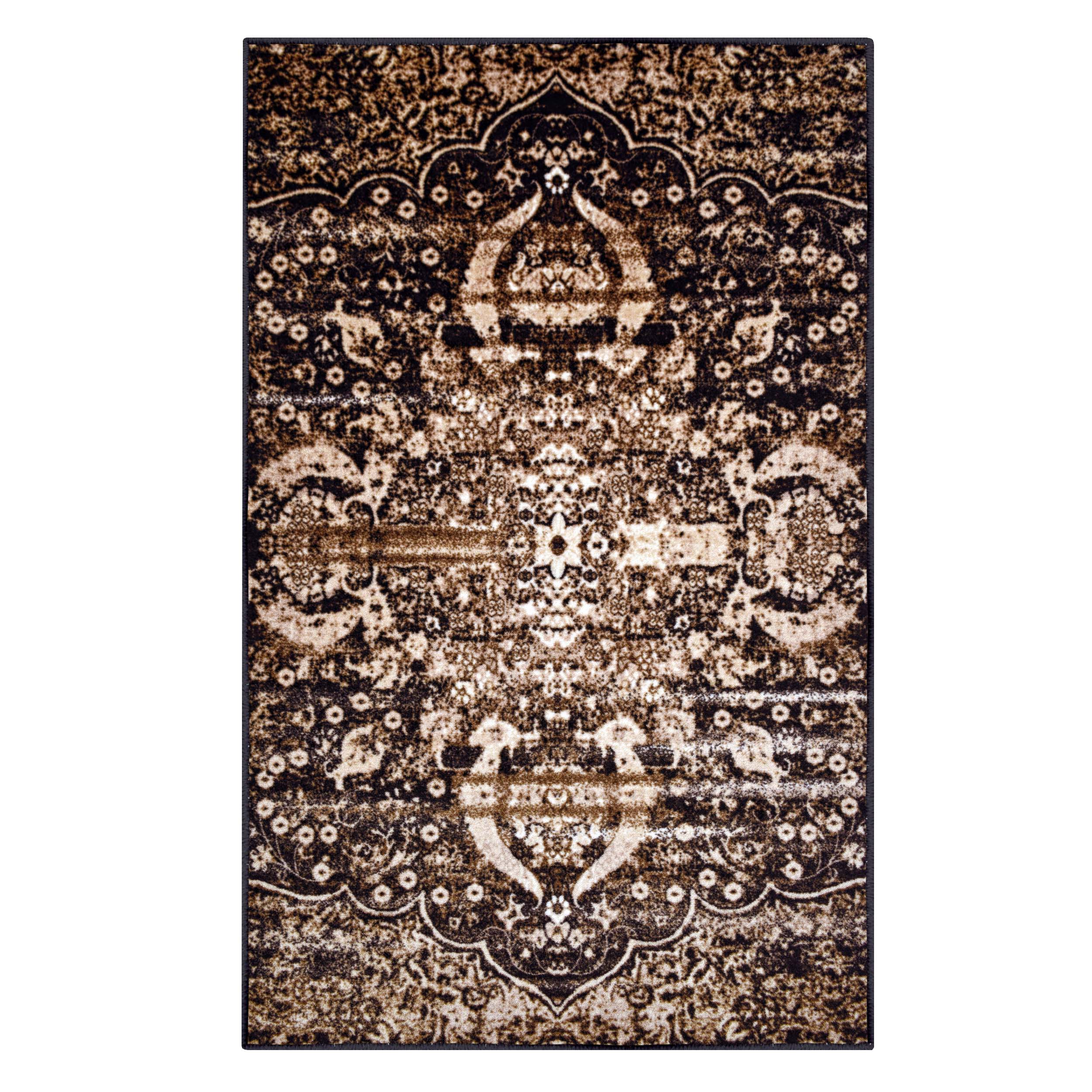 Oswell Medallion Non-Slip Washable Indoor Area Rug - Non-Skid Living Room Carpet, Soft Floor Mat for Bedroom, Hallway Runner - Perfect for Home Decor & High Traffic Areas