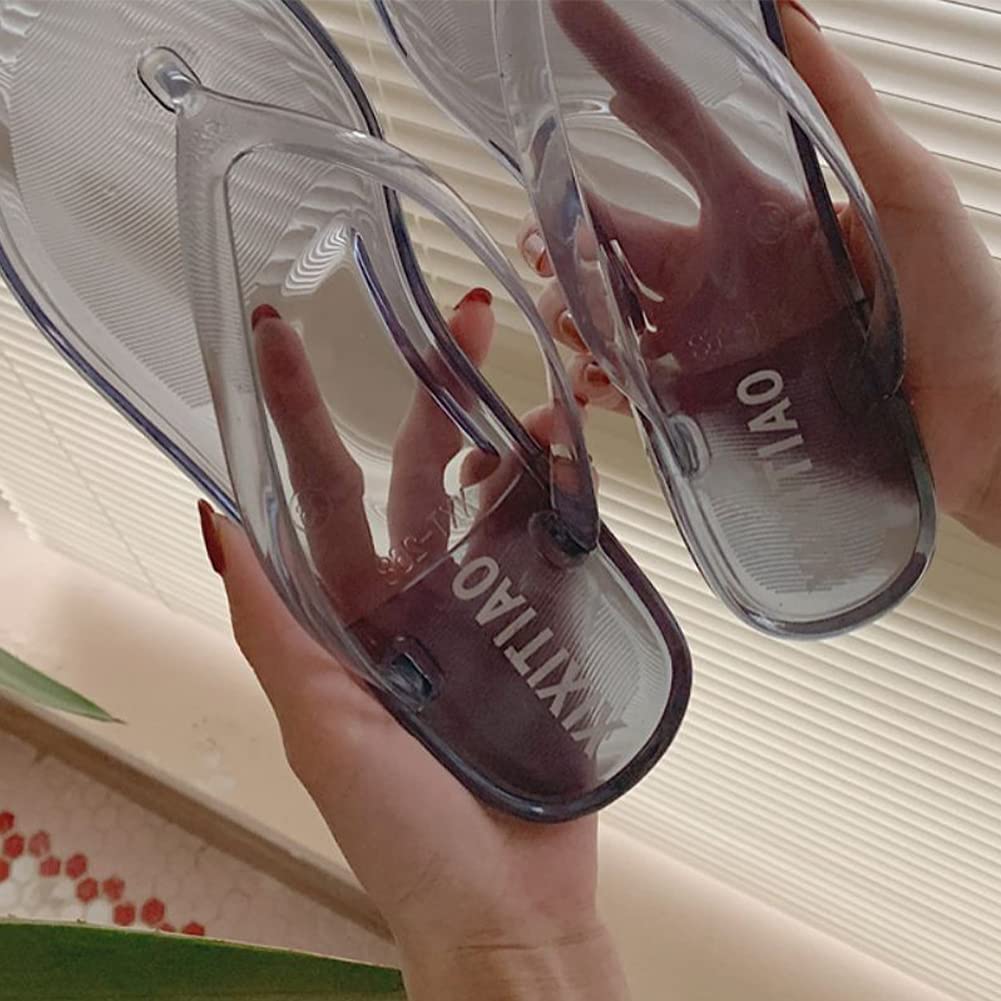 YIBLBOX Women's Transparent Flip Flops - Comfortable Beach Sandals & Pool Slippers for Summer, Outdoor, Vacation, and Relaxing at Home