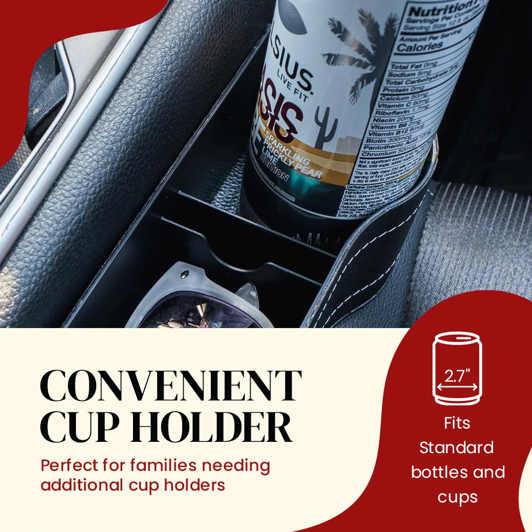 Premium Car Seat Gap Filler Organizer 2 Pack - Universal Fit Cup Holder & Storage Tray for Front Seat Console | Perfect for Phones, Keys & Small Items | Ideal for Sedans, SUVs & Trucks