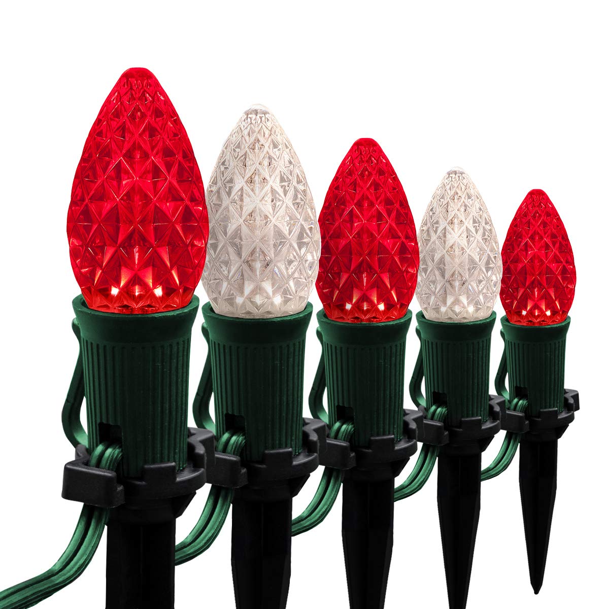 OptiCore LED C7 Christmas Lights - Red & Warm White for Pathway & Driveway