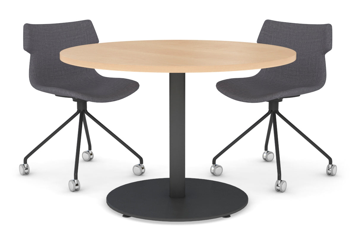 Sapphire Disc Base Cafe Table - 31.5 Inch Round Glass Top Outdoor Bistro Table for Patio, Garden, and Restaurant Use