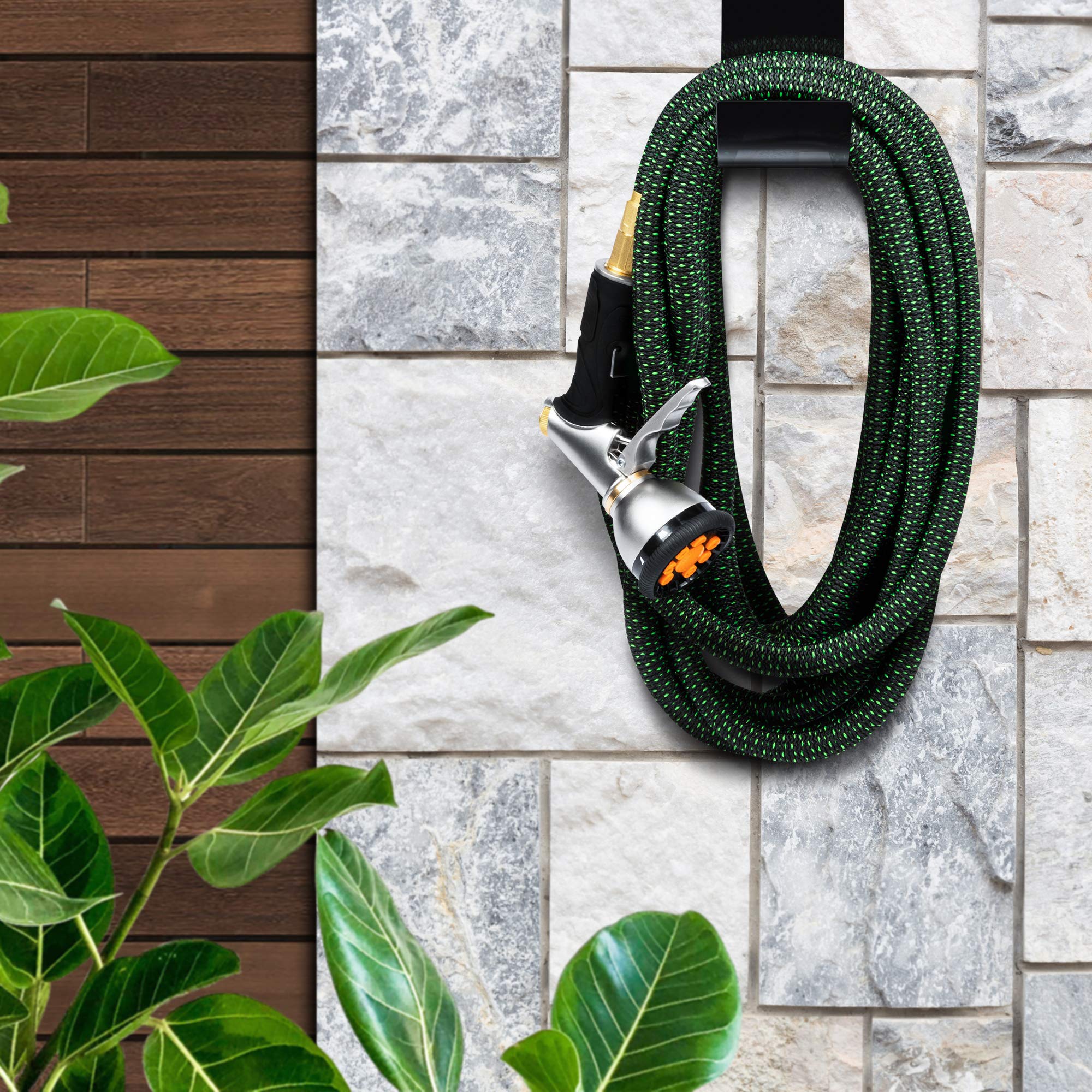 Expandable Garden Hose 25 to 75 Ft - Lightweight Flexible Water Hose with Triple Layer Latex Core - Compact Retractable Hose with Metal Nozzle & Holder - Perfect for Lawn, Garden, Patio & Car Washing