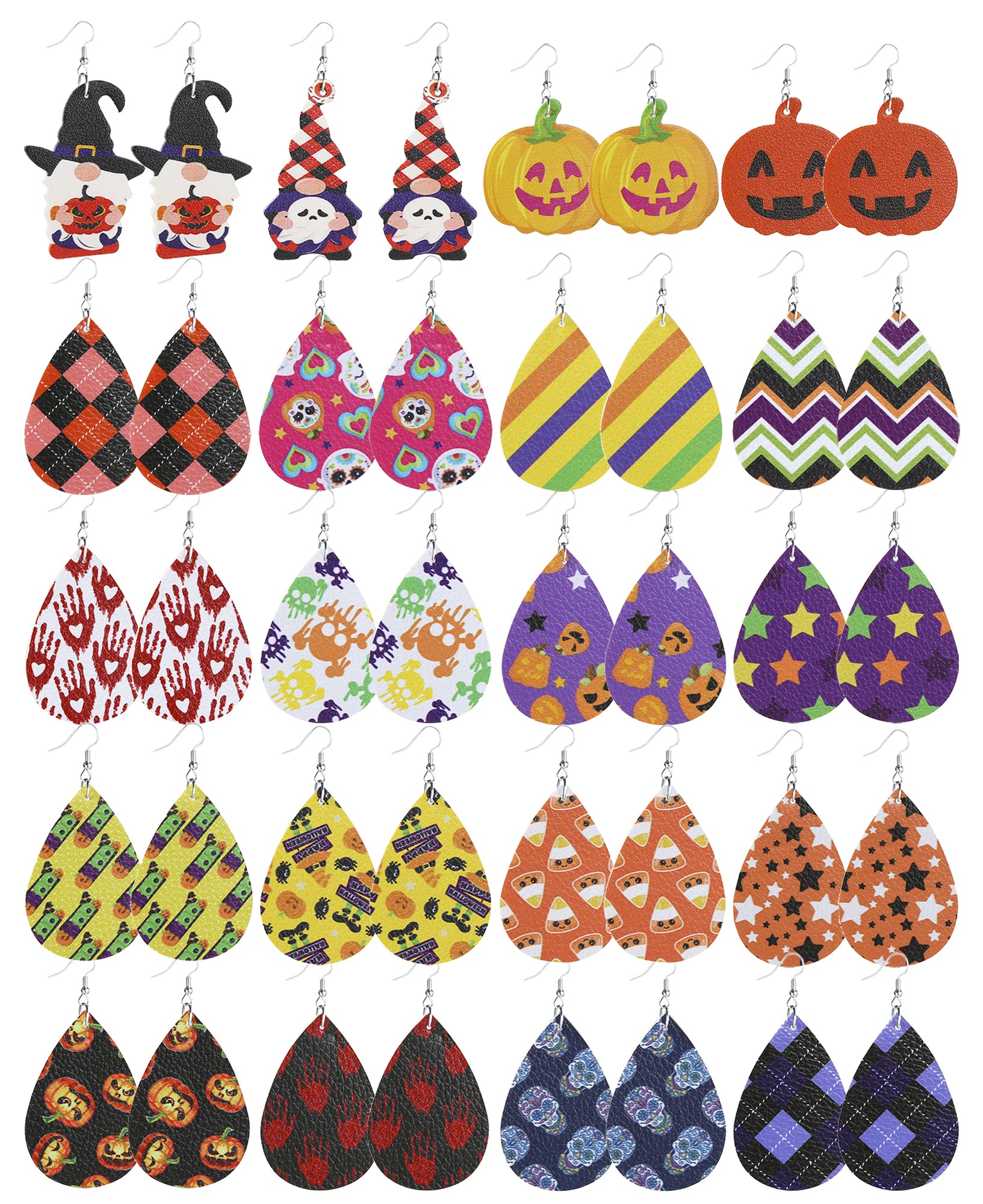 Handmade Lightweight Faux Leather Teardrop Earrings for Women - Bulk Pack of 10 - Boho Festival Jewelry for Women & Girls - Perfect for Music Festivals, Parties & Everyday Wear