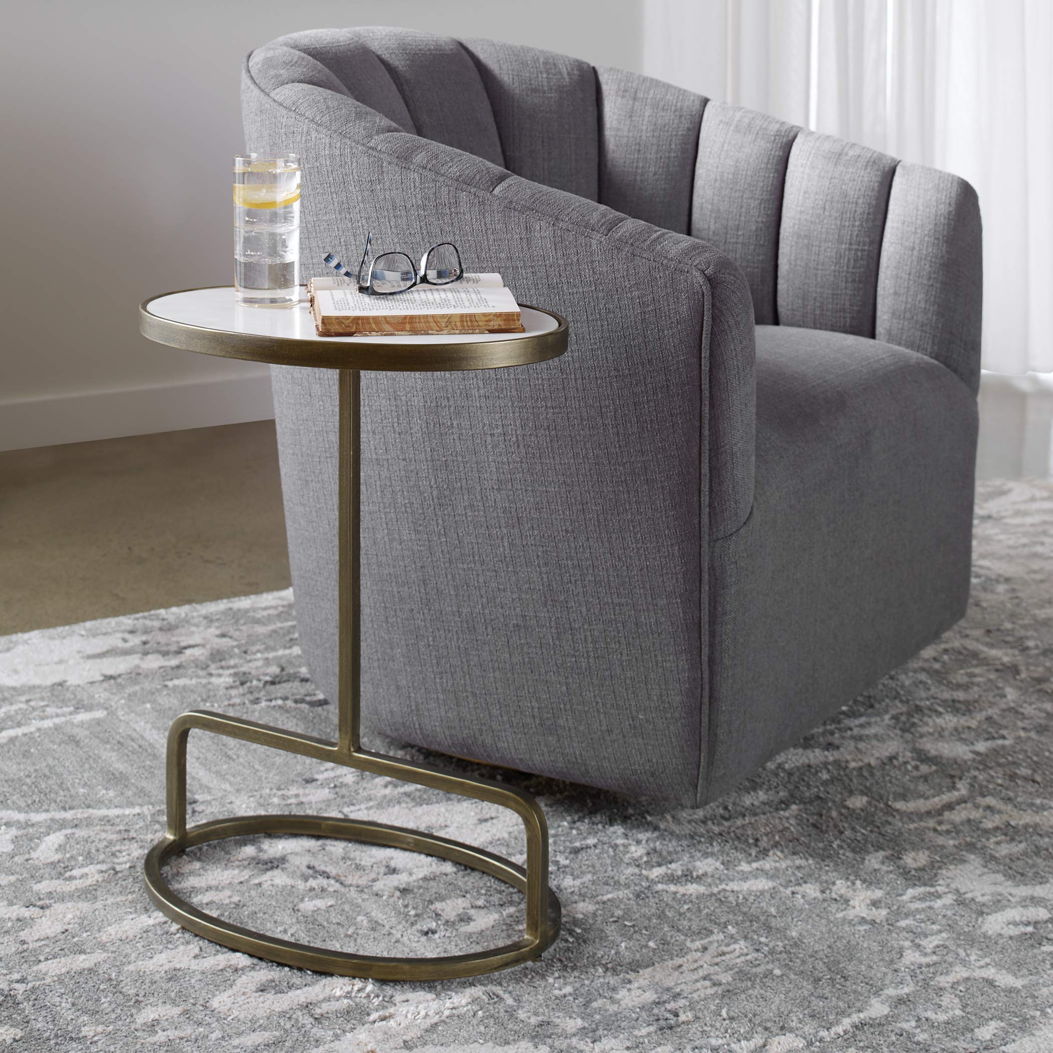 Jessenia White Marble Accent Table - Modern Side Table for Living Room, Bedroom & Office - Elegant Home Decor & Functional Furniture Piece
