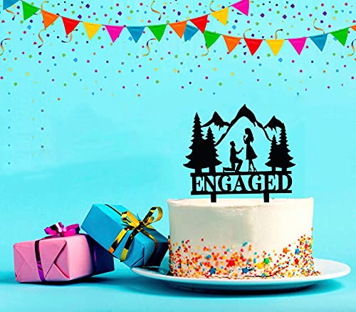 Mountain Engagement Cake Topper - Romantic Proposal Wedding Cake Decor for Bridal Shower, Engagement & Proposal Parties - Perfect for Wedding Cakes, Anniversary Celebrations & Romantic Surprises