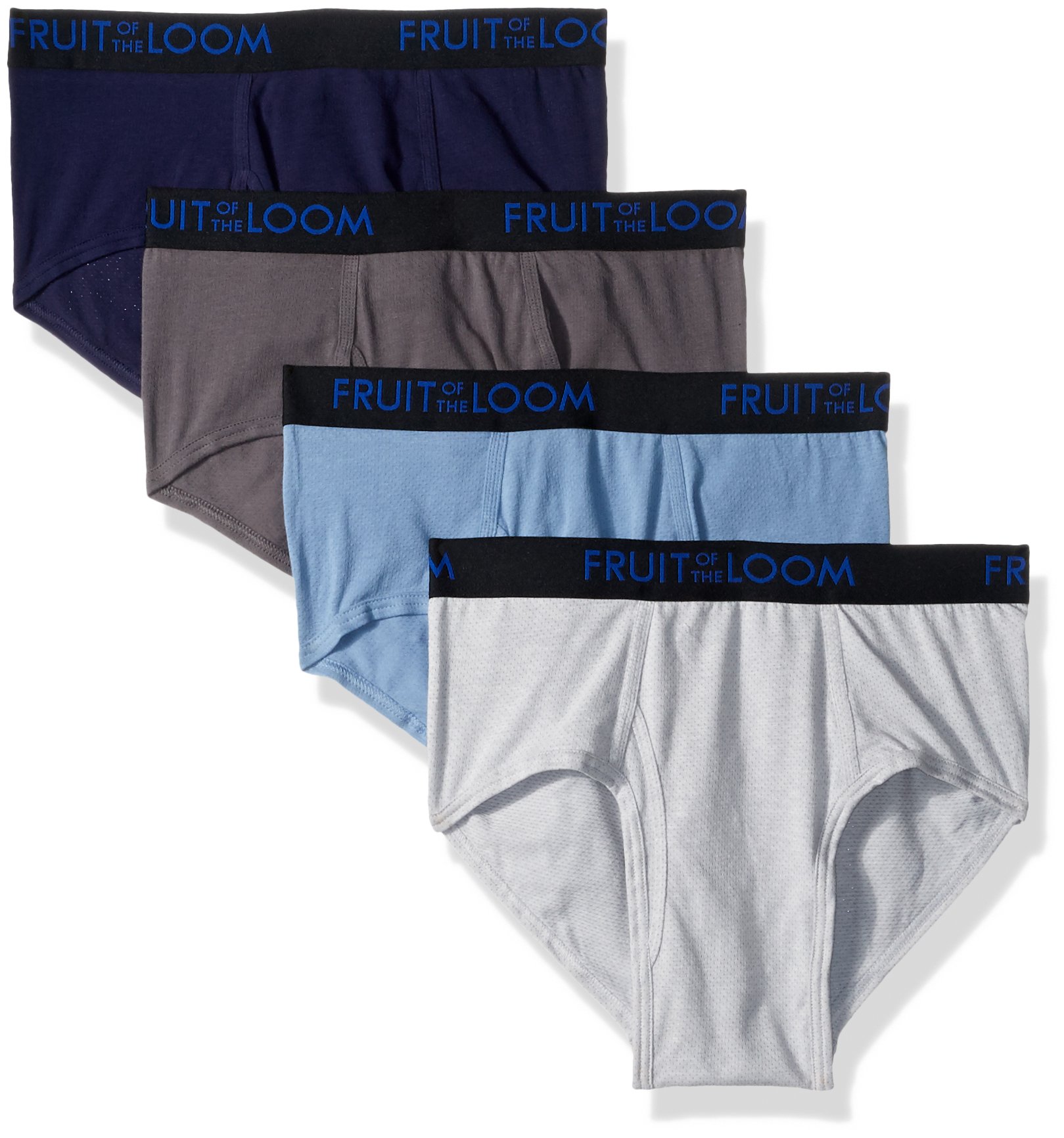 Fruit of the Loom Men's 4-Pack Breathable Cotton Micro-Mesh Underwear Briefs - Soft Comfort for Everyday Wear, Workout & Travel