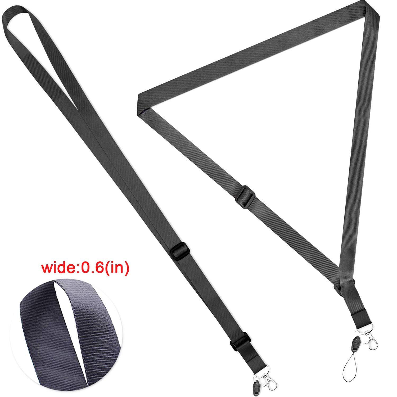 6 Pack Black Adjustable Lanyards with ID Badge Holder for Work, School & Events