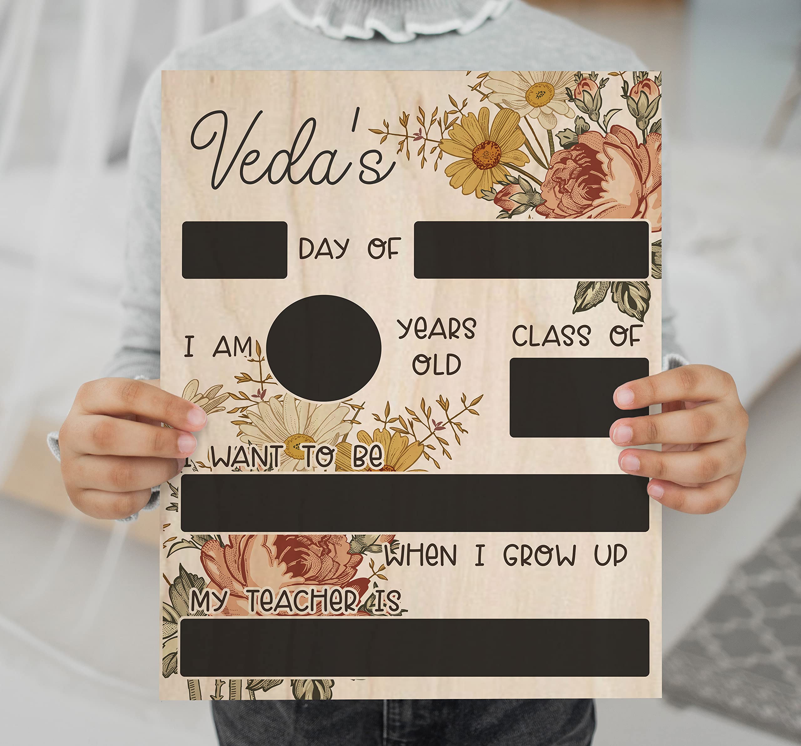 Personalized First Day of School Chalkboard Sign - Reusable Back to School Board for Kindergarten & Preschool - Perfect for 1st Day Photos, Classroom Decor, and Last Day Celebrations