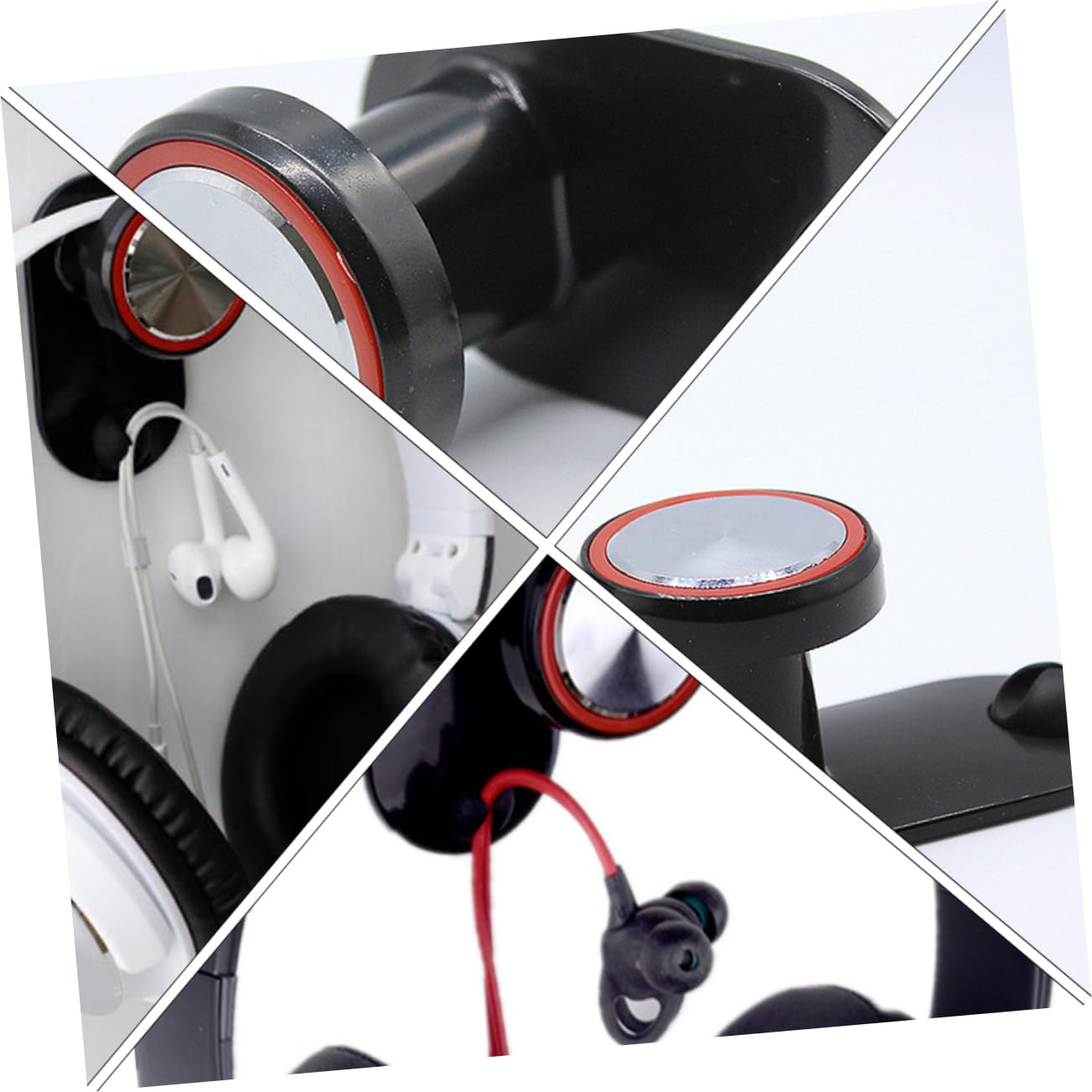 Mikikit 2 Pack Extendable Headphone Stand with Adhesive Hook - Space Saving Headset Holder for Desk, Bookshelf, Office, Gaming Setup & Home Organization
