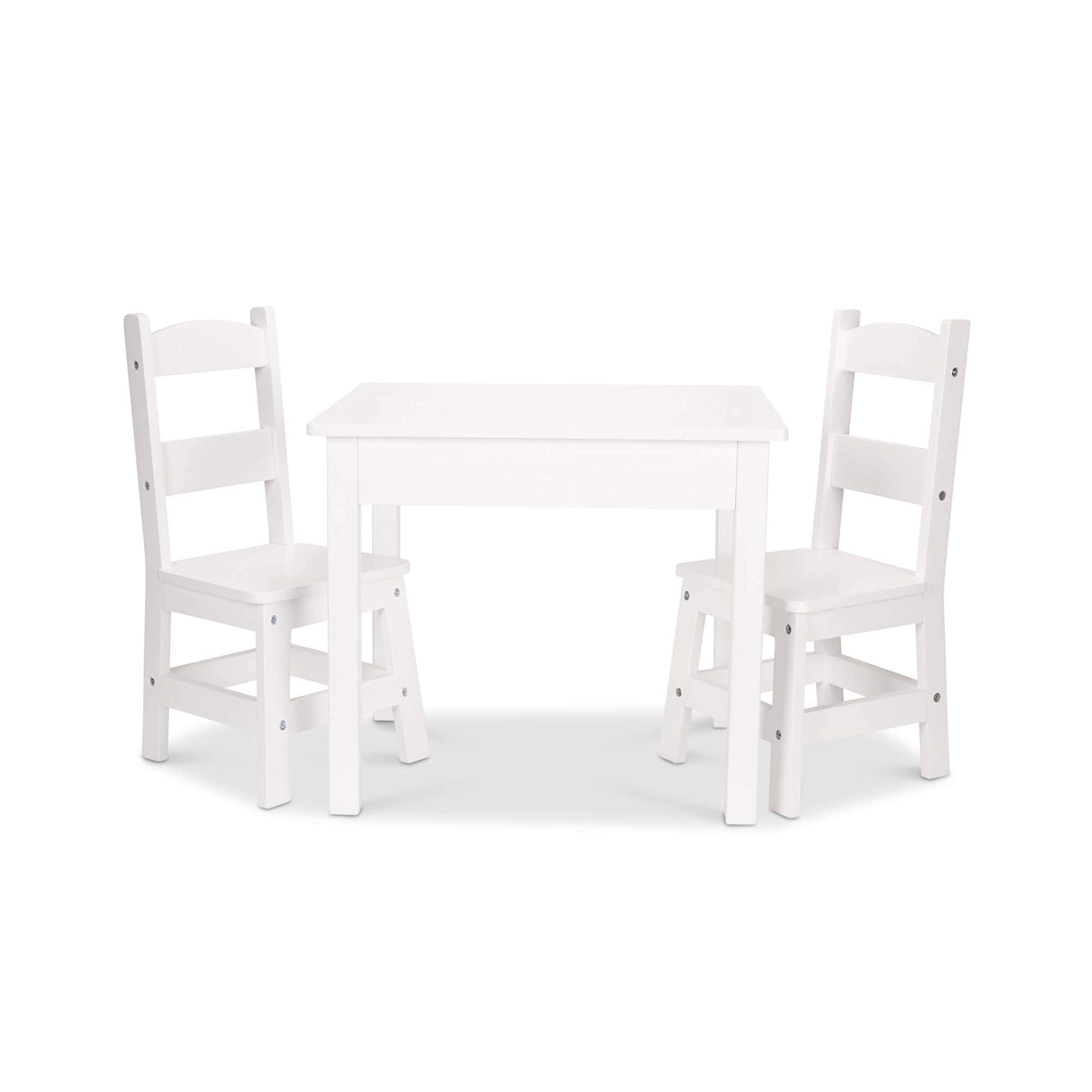 Melissa & Doug White Wooden Kids Table and 4 Chairs Set - Toddler-Sized Furniture for Playroom, Classroom & Indoor Play Area