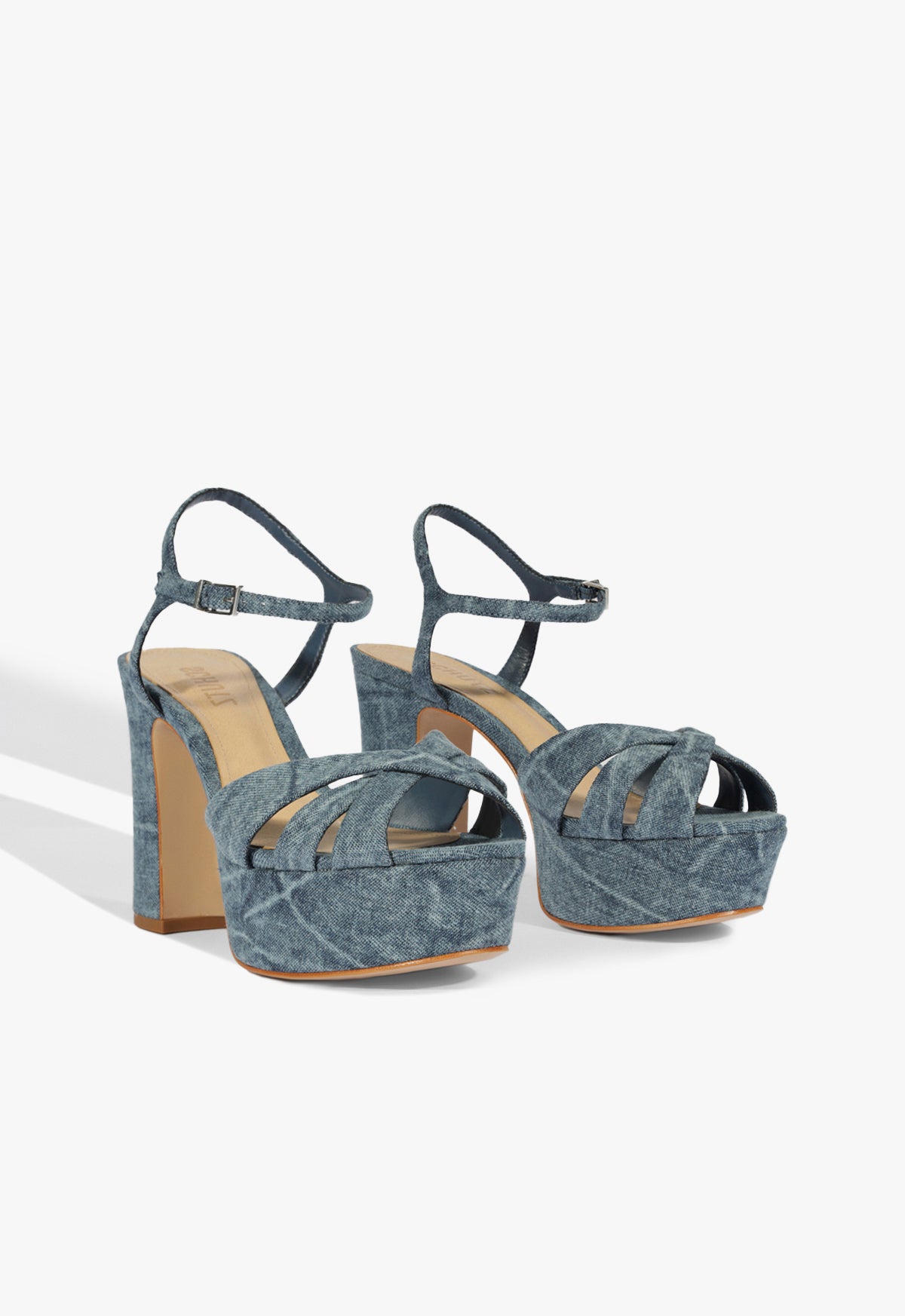 Keefa Women's Denim Sandals with 2.5 Inch Heel - Comfortable High Heel Sandals for Summer, Beach, and Casual Outings