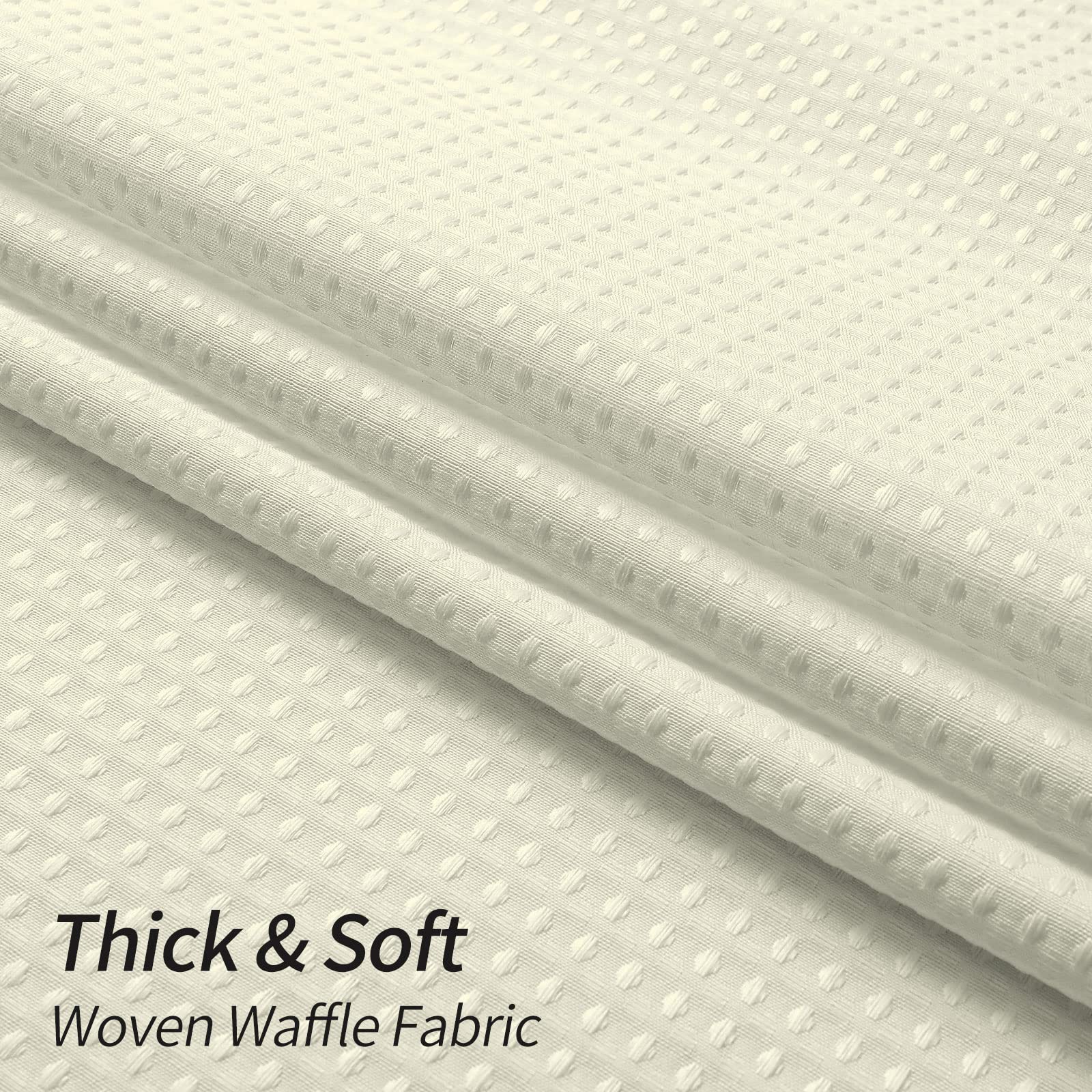 MitoVilla Waffle Weave Half Size Shower Curtain 36 x 72 Inches - Farmhouse Style Beige Bathroom Decor with Weighted Hem - Cream Narrow Fabric Shower Curtain for Small Bathrooms, Apartments & RVs