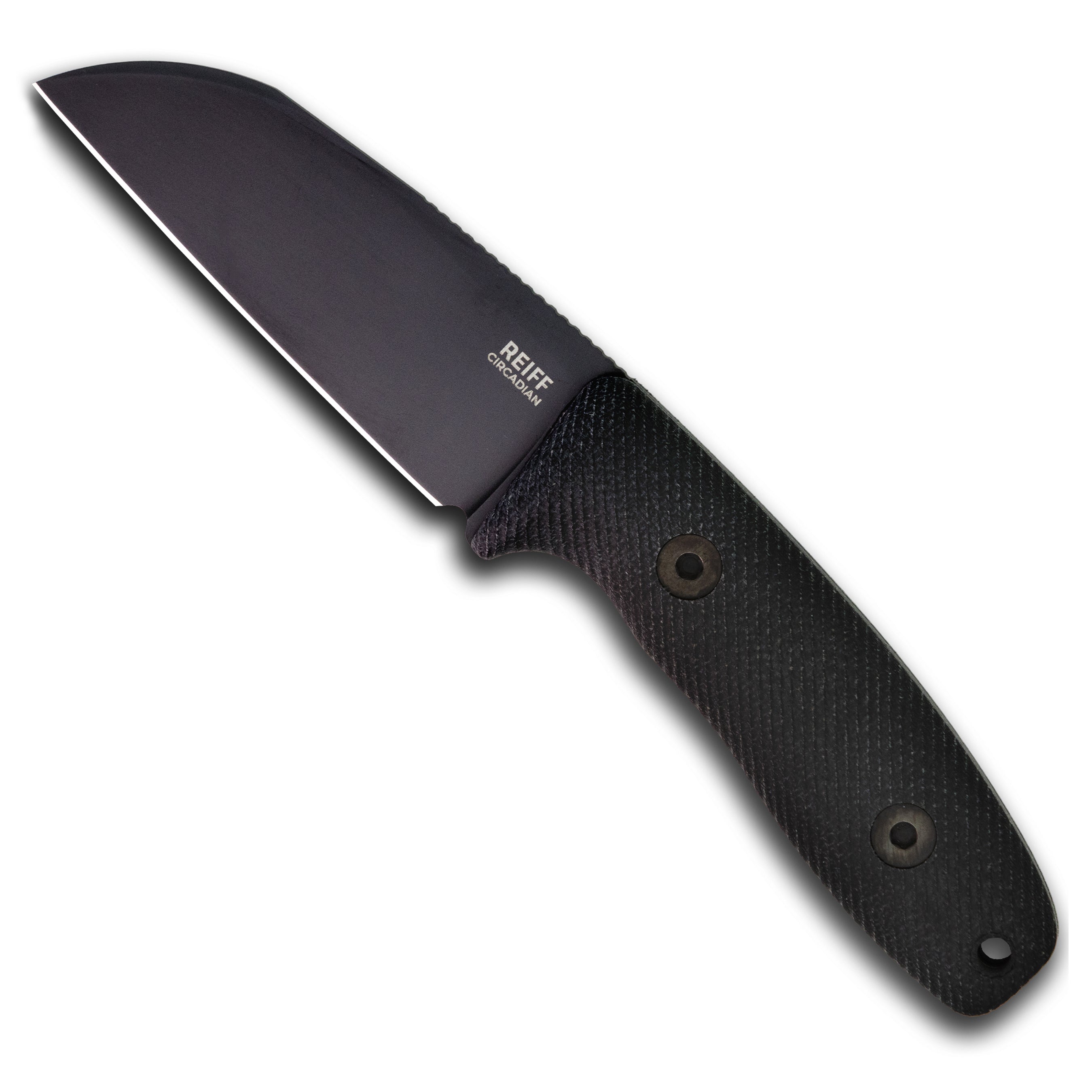 CPM MagnaCut Circadian Sheepsfoot EDC Fixed Blade Knife - Black DLC Coated with Black Canvas Micarta Handle - Perfect for Outdoor Camping, Hunting, and Everyday Carry
