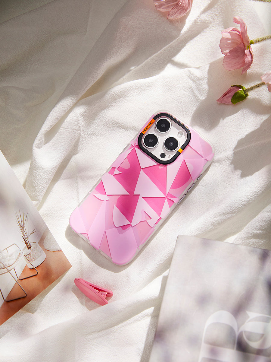 Pink Checkered Blossom Phone Case - Cute Floral Design for iPhone & Samsung - Perfect for Spring & Summer Style