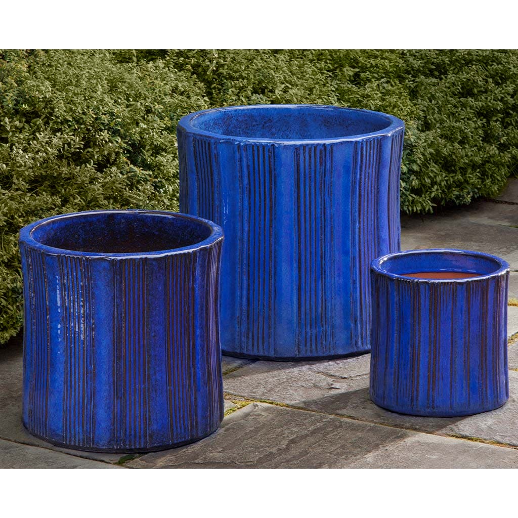 Campania International Riviera Blue Brush Pot Set of 3 - Perfect for Makeup Brushes, Pens & Office Organization