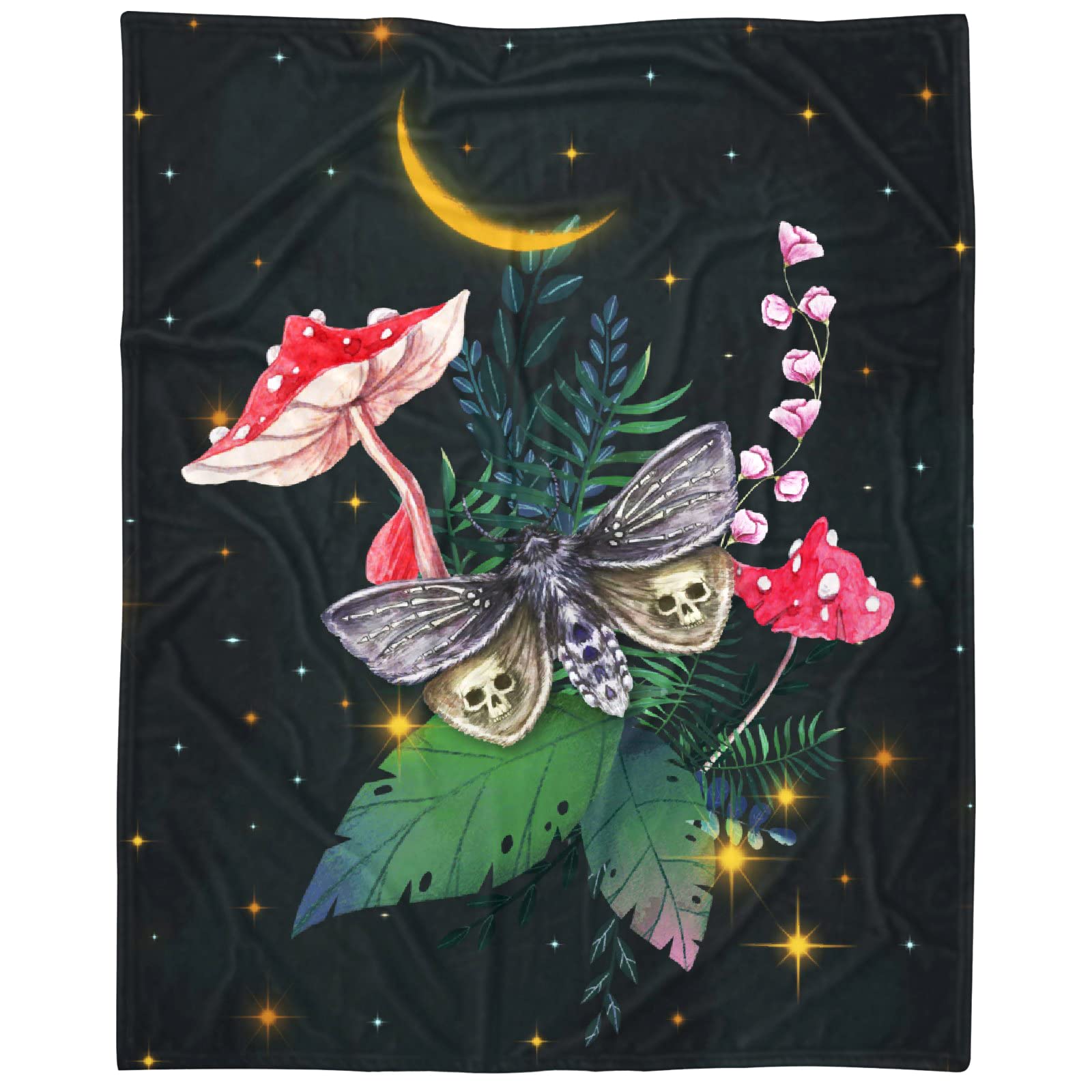 Soft Flannel Mushroom Throw Blanket 90x120 Inches - King Size Cozy Blanket for Women, Men, Teens - Perfect for Christmas Gifts, Cottagecore Room Decor, Bed, Couch & Outdoor Picnics