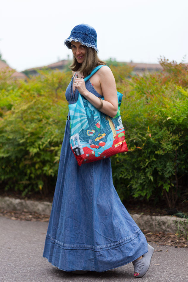 LOQI Tote Bag URBAN Collection by Melissa Mackie - Stylish Reusable Shopping Bag for Groceries, Work & Travel | Eco-Friendly Foldable Tote for Women & Men