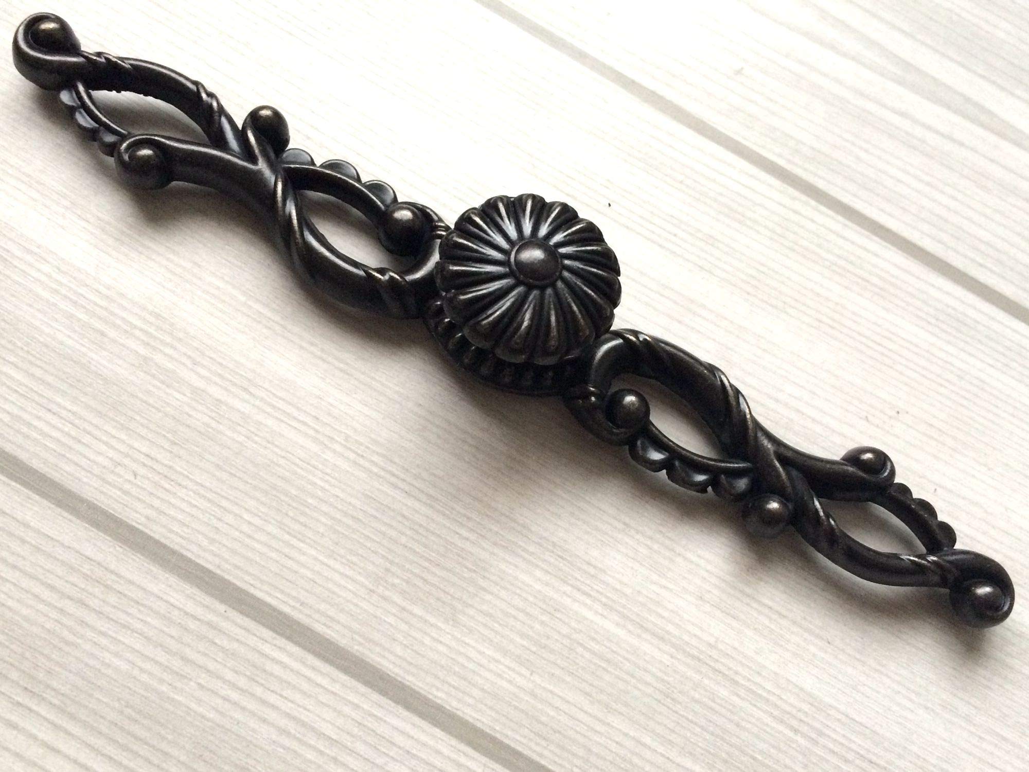 Antique Black Drawer Pulls - Ornate Cabinet Handles for Kitchen & Furniture