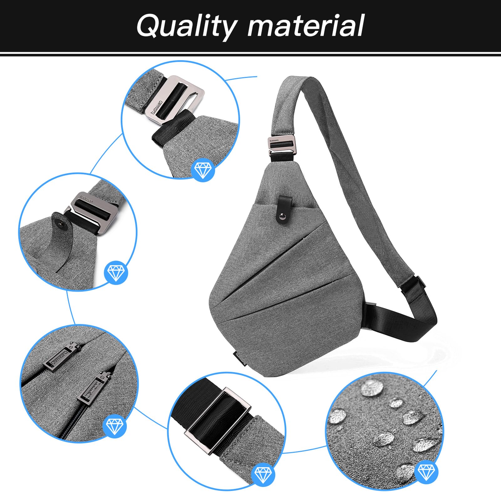 WEIATAS Sling Bag for Men & Women - Adjustable Chest Shoulder Backpack, Lightweight Crossbody Bag for Travel, Hiking, Cycling & Outdoor Activities