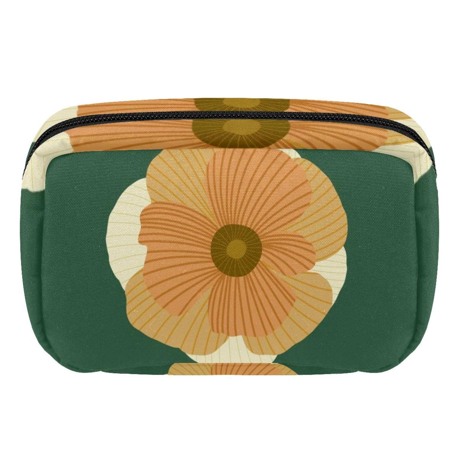 Yellow Floral Makeup Bag Organizer for Women & Girls - Large Travel Toiletry Case for Cosmetics, Brushes & Essentials | Perfect for Vacation, Gym & Daily Use