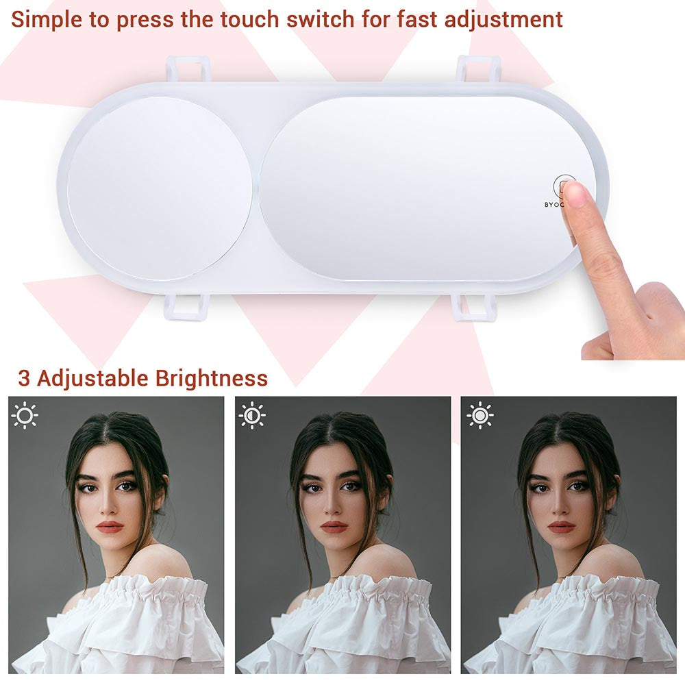 TheLAShop Clip-On Vanity Mirror with LED Light & 3X Magnification - Perfect for Cars, Makeup, and Travel | Sun Visor Mirror with Light for Women & Men