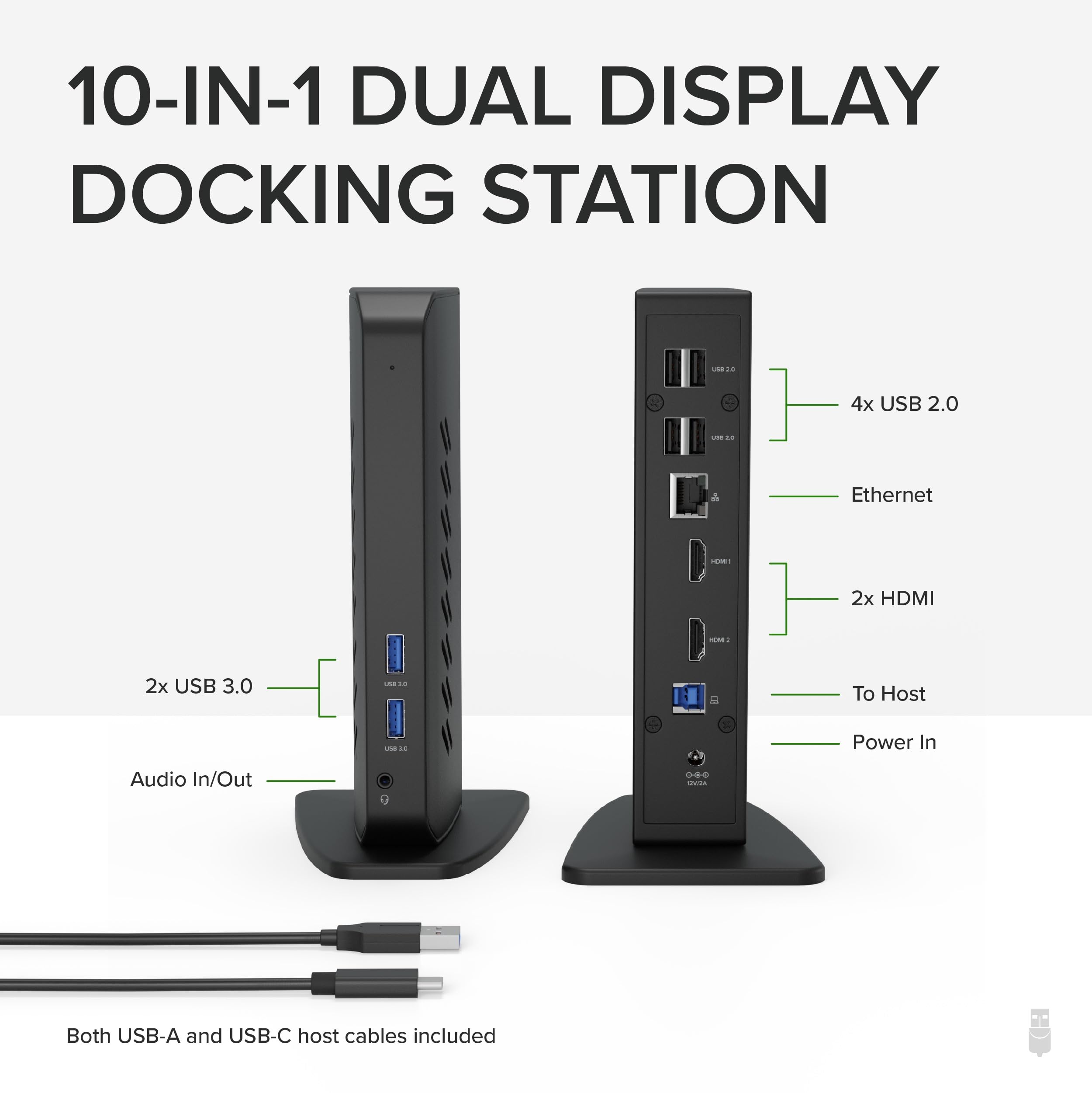 Plugable USB 3.0 & USB-C Universal Docking Station - Dual HDMI, Gigabit Ethernet, 6 USB Ports for Windows/Mac/ChromeOS | Perfect for Home Office, Remote Work & Multi-Monitor Setup