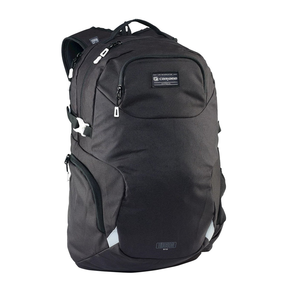 Caribee Hudson 32L RFID Anti-Theft Travel Backpack - Waterproof Laptop Bag for Work, School & Outdoor Adventures - Black