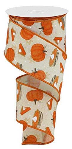 Pumpkin Pie Wired Edge Ribbon - 10 Yards, 2.5 Inch Cream Color - Perfect for Fall Decor, Gift Wrapping, and DIY Crafts