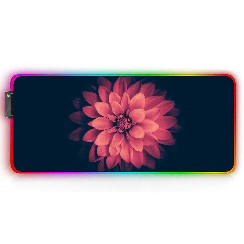 Large RGB Gaming Mouse Pad XXL (31.5×15.7×0.15 Inch) - Colorful Mandala Design, Stitched Edges, Anti-Slip Rubber Base, Custom LED Glow - Ergonomic Extended Mouse Mat for PC, Laptop, Gaming Setup & Office Work