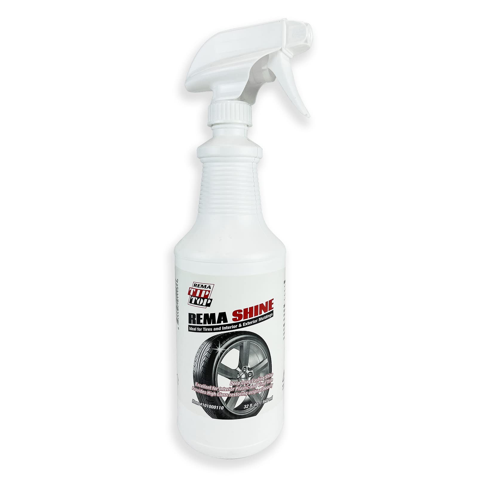 4 Pack Rema Shine 32oz Tire Shine Spray - Water-Based Silicone Tire Dressing for Cars, Trucks & Motorcycles - UV Protection & Long-Lasting Shine - Perfect for Car Detailing, Auto Shows & Daily Maintenance